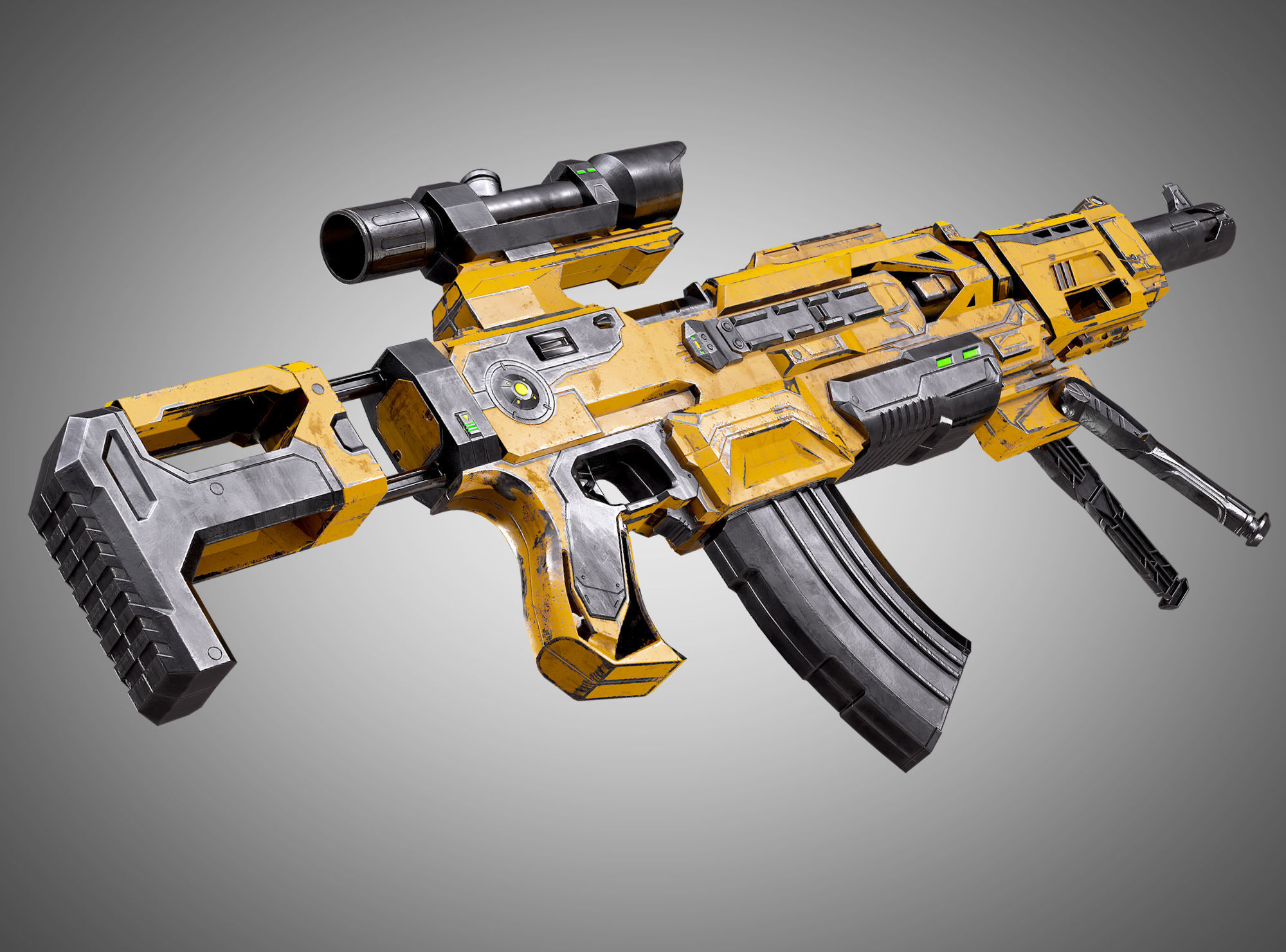 SciFi Rifle AAA FPS PBR Game Ready Weapon Asset Low-poly 3D model_7