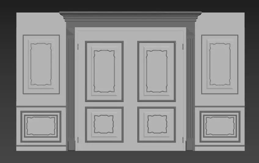 Wall and door Design Classic Styles 3D model_0