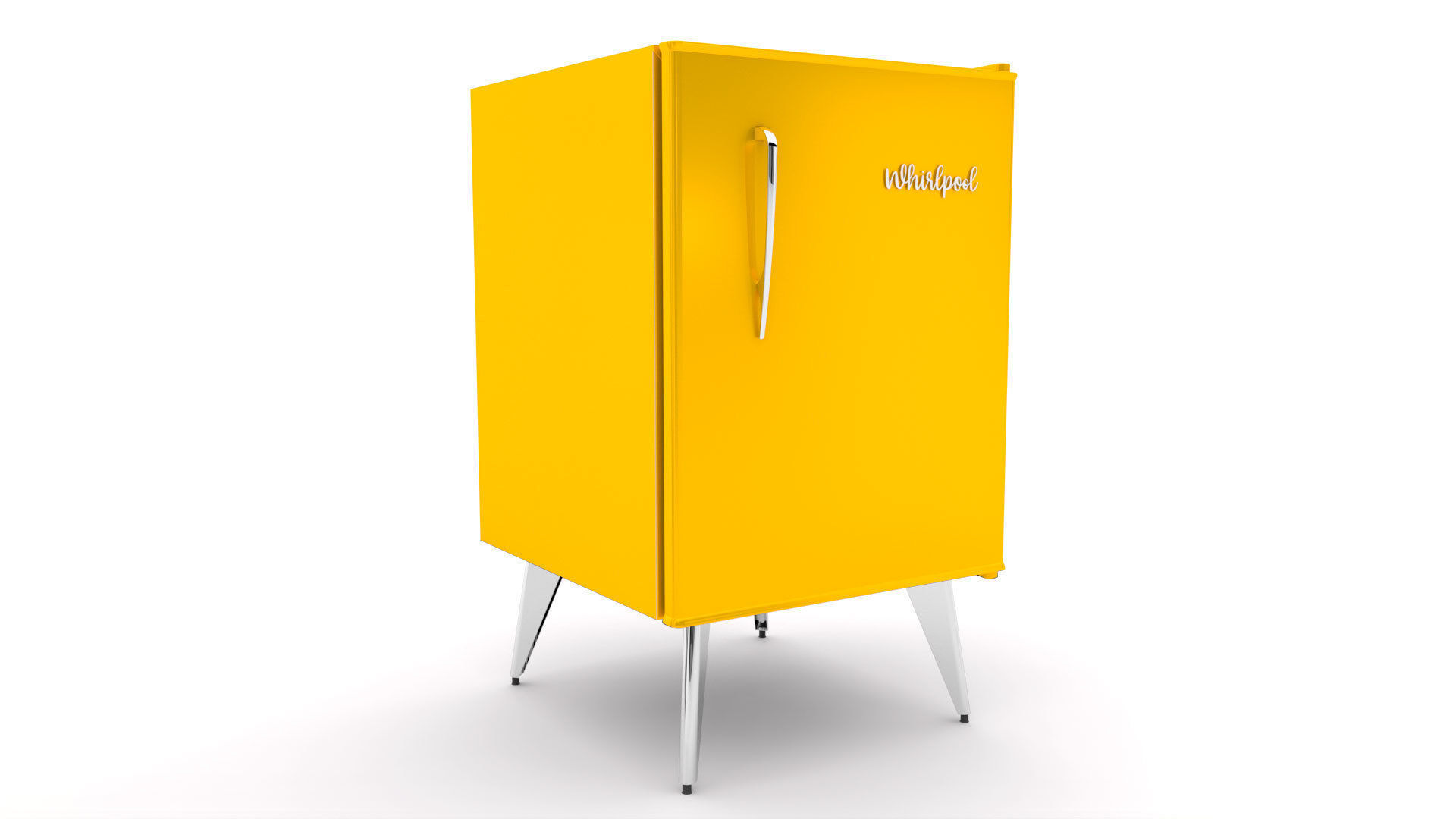 Fridge Vintage Yellow Whirlpool 3D model CGTrader