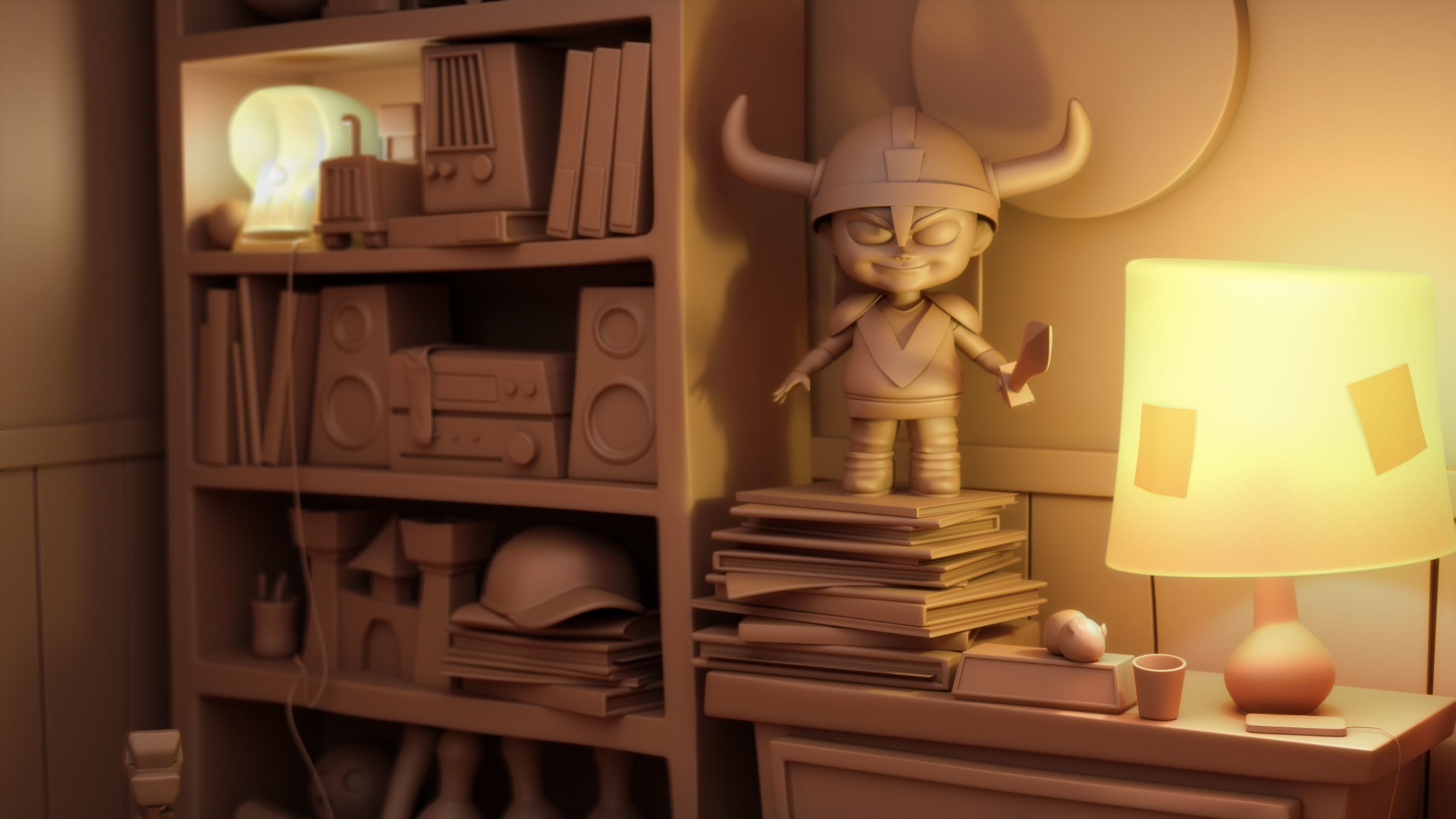 Cartoon bookshelf 3D model_1
