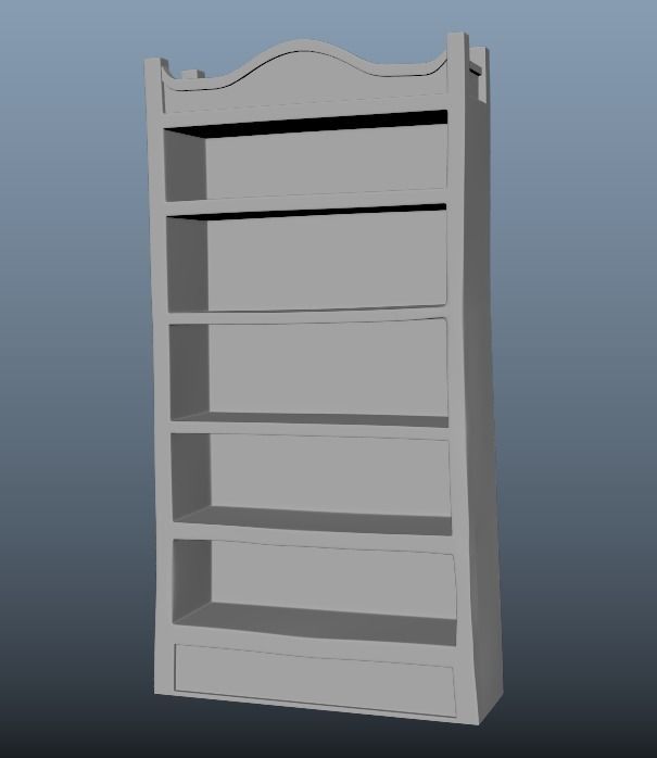Cartoon bookshelf 3D model_4