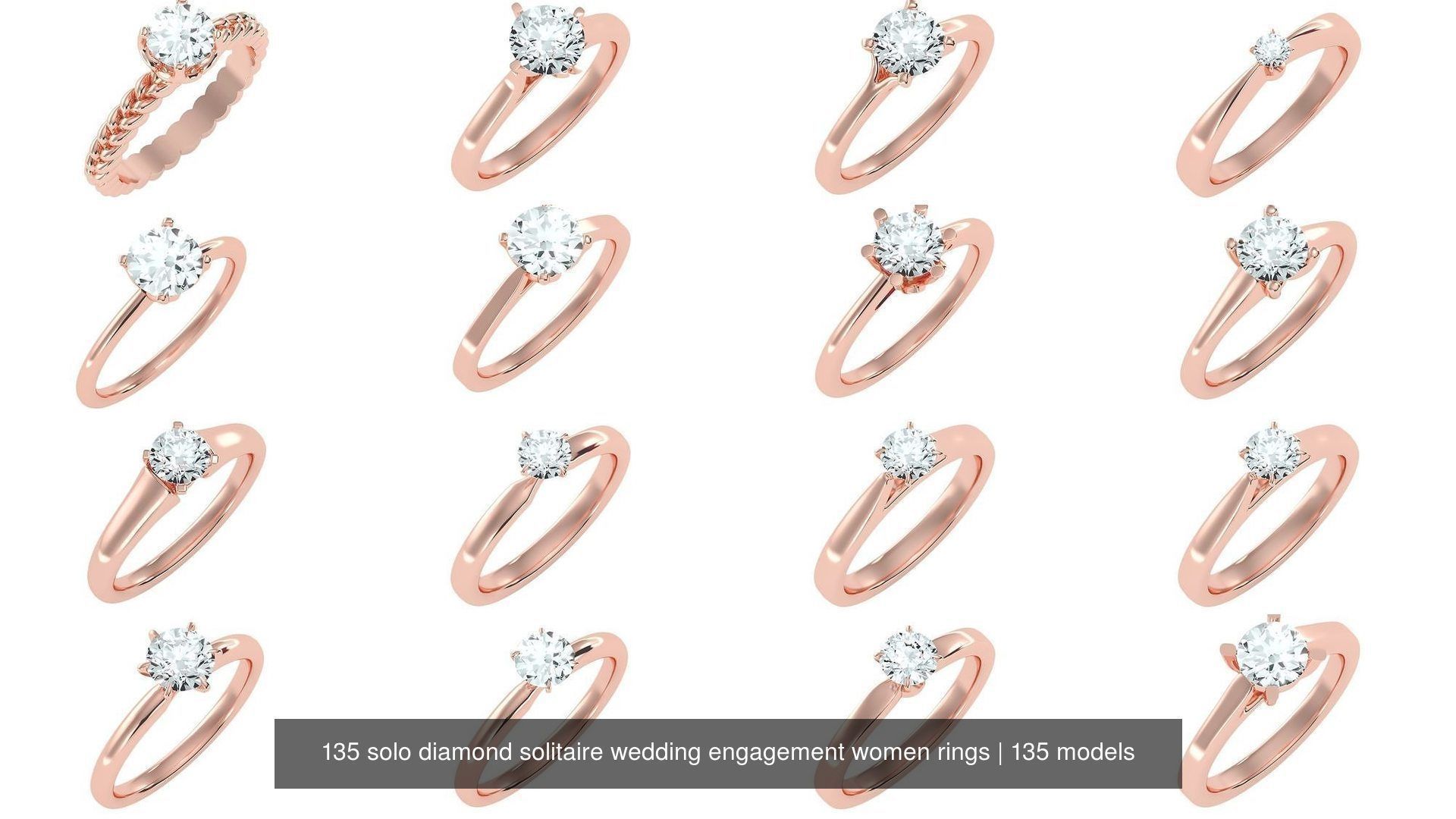 135 solo diamond solitaire wedding engagement women rings 3D Model Collection_9