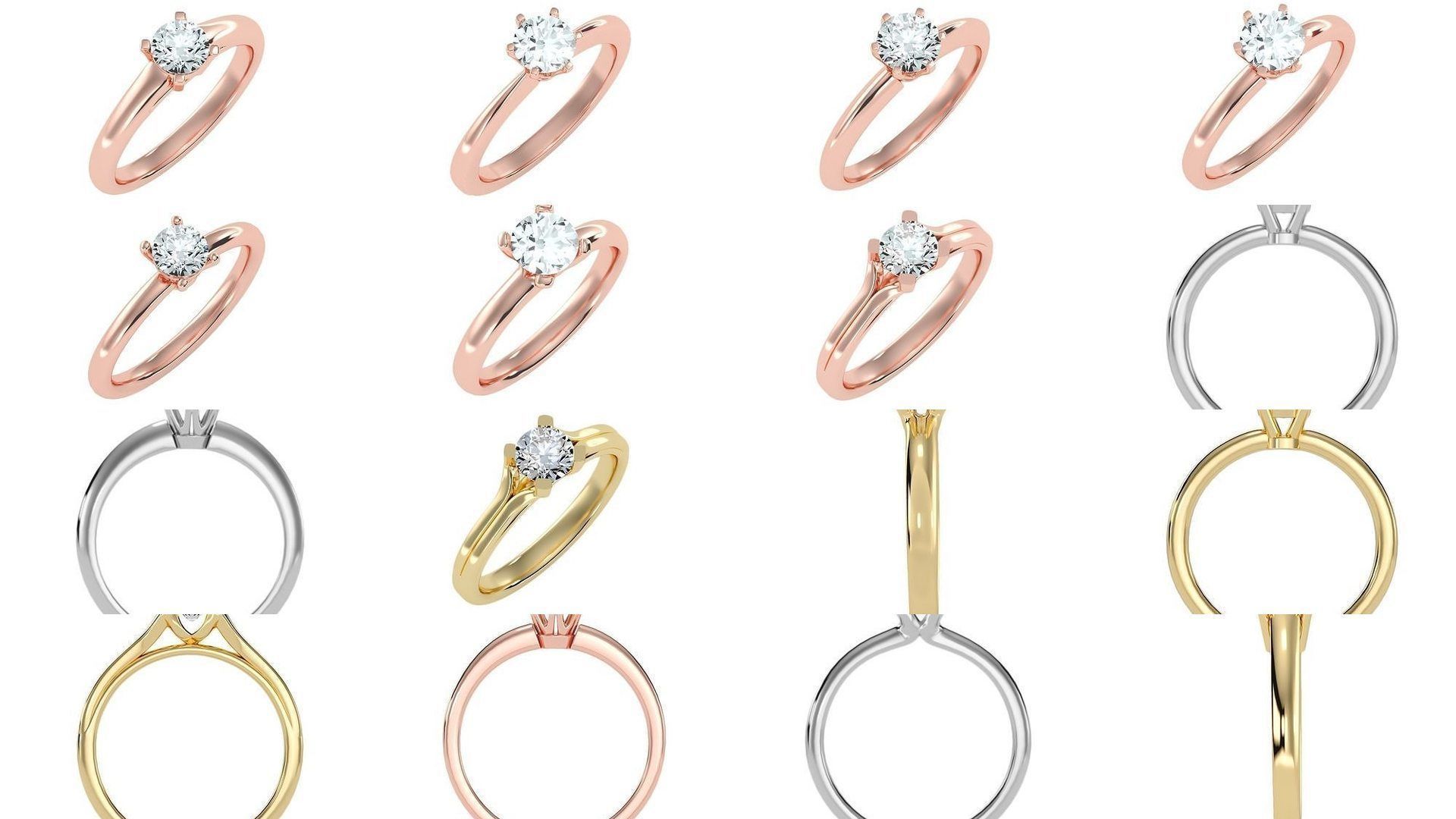 135 solo diamond solitaire wedding engagement women rings 3D Model Collection_17