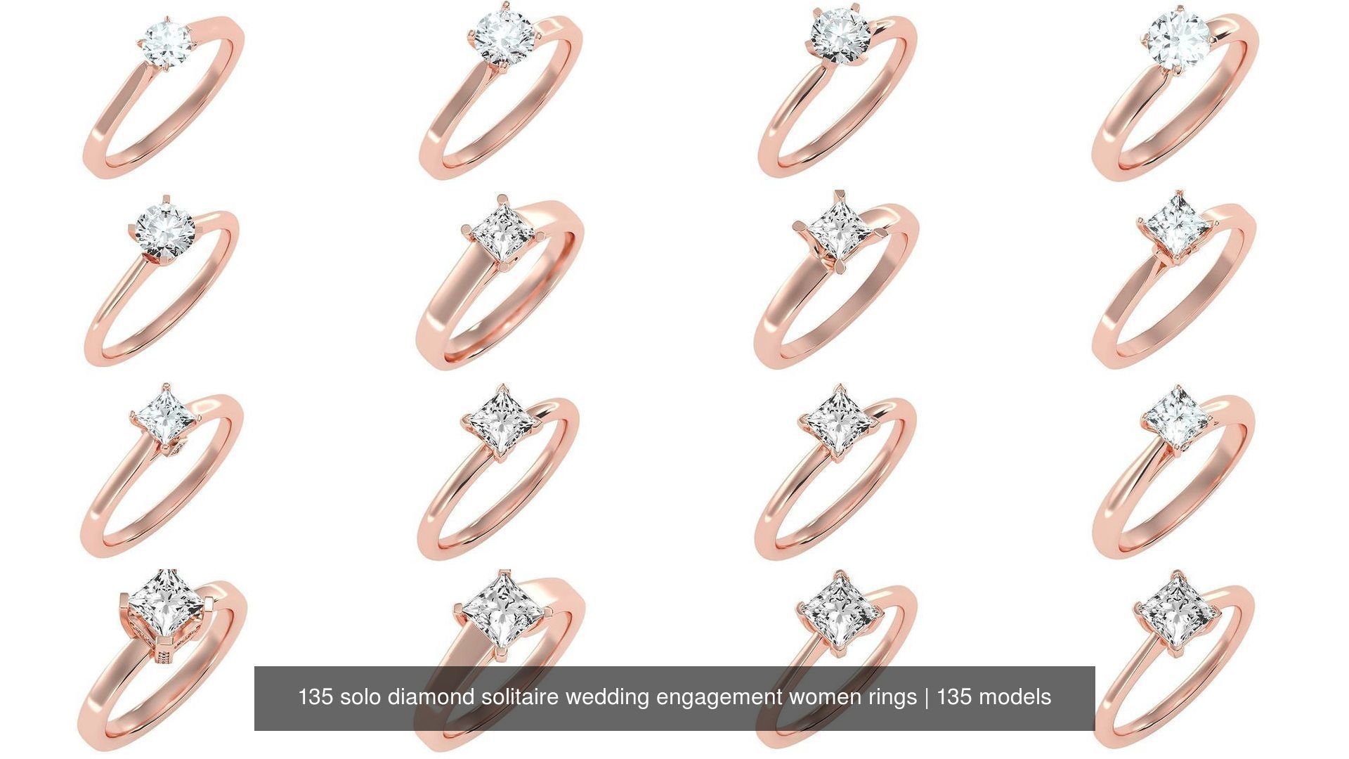 135 solo diamond solitaire wedding engagement women rings 3D Model Collection_16
