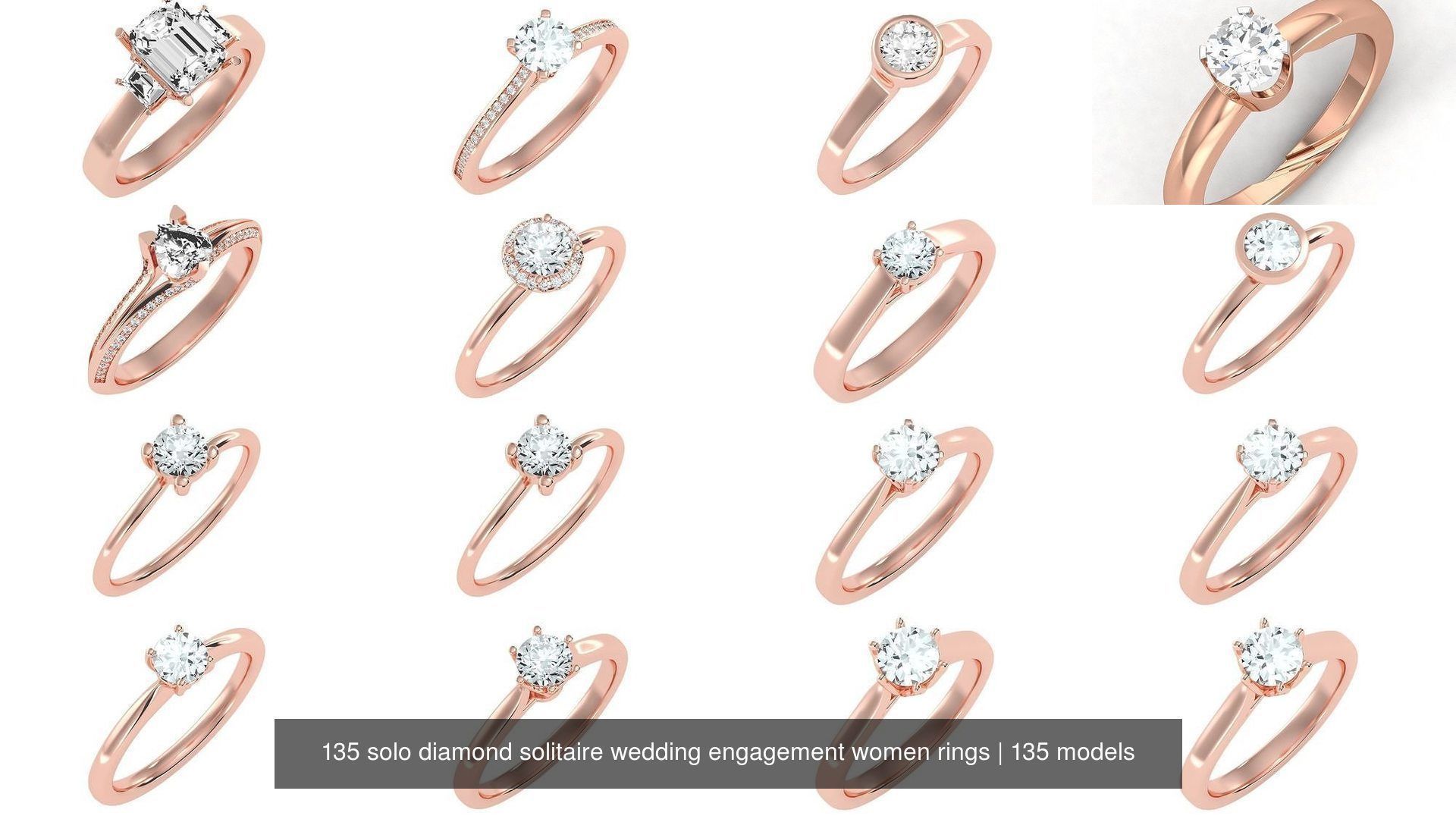 135 solo diamond solitaire wedding engagement women rings 3D Model Collection_4