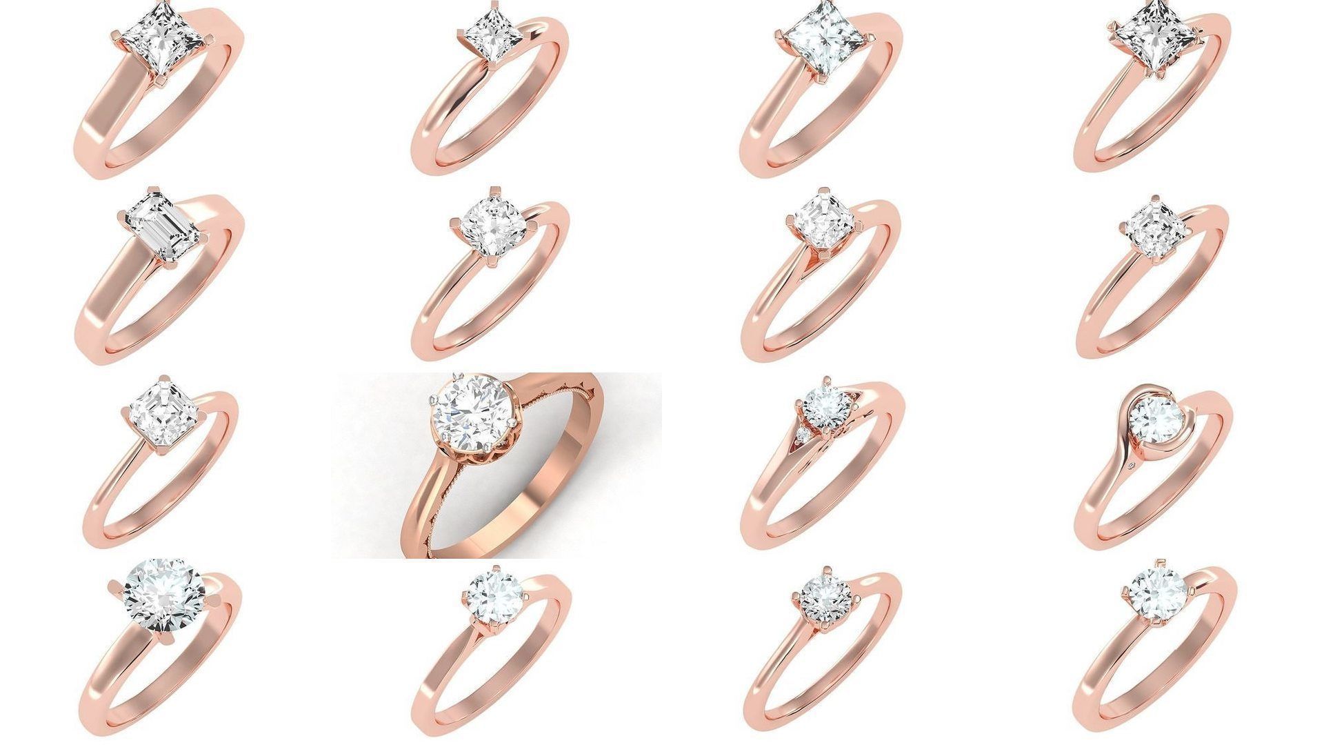135 solo diamond solitaire wedding engagement women rings 3D Model Collection_15