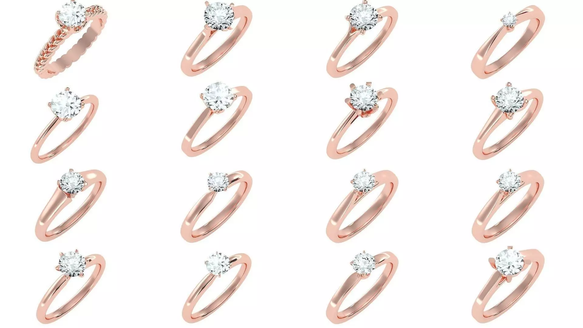 135 solo diamond solitaire wedding engagement women rings 3D Model Collection_0