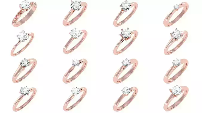 135 solo diamond solitaire wedding engagement women rings 3D Model Collection