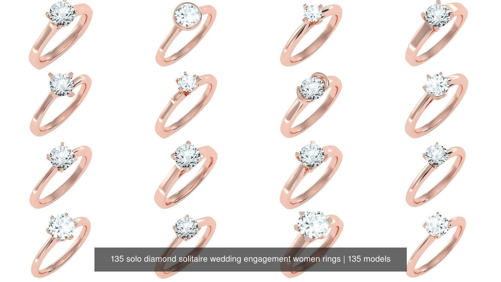 135 solo diamond solitaire wedding engagement women rings 3D Model Collection_7