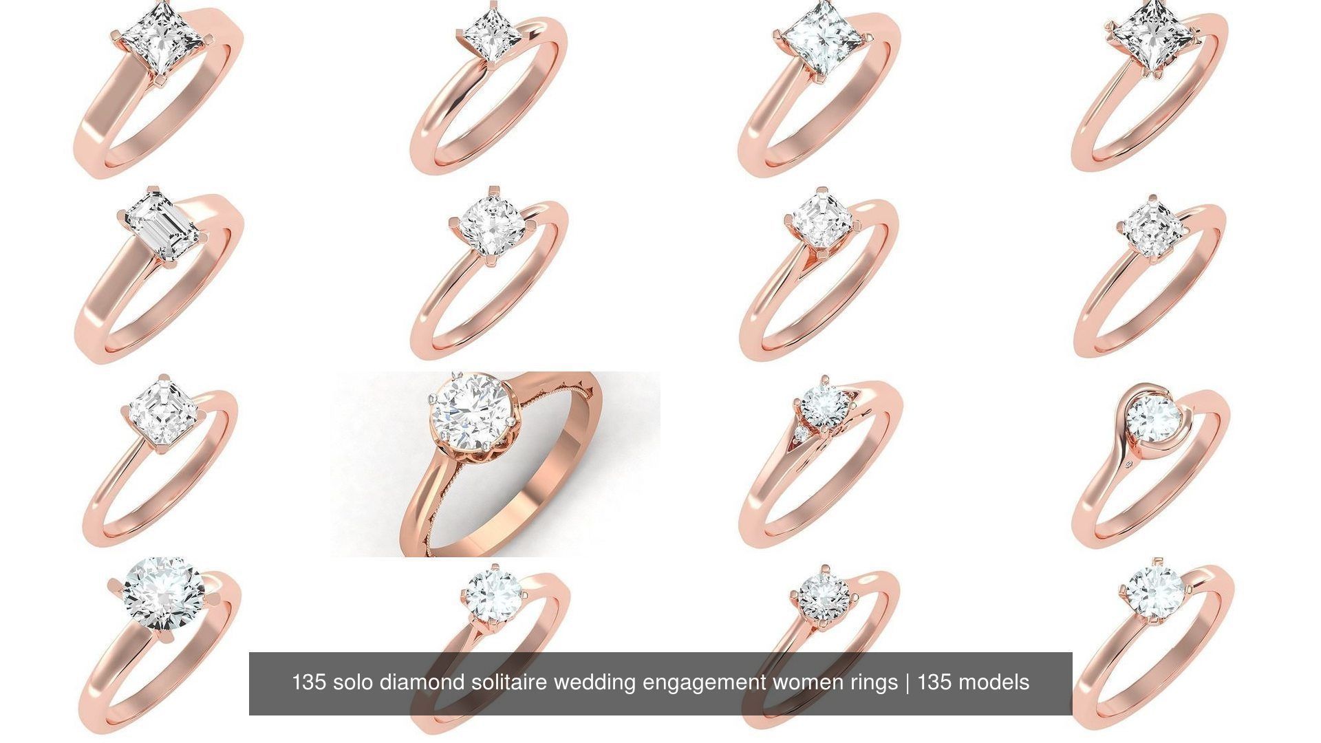 135 solo diamond solitaire wedding engagement women rings 3D Model Collection_18