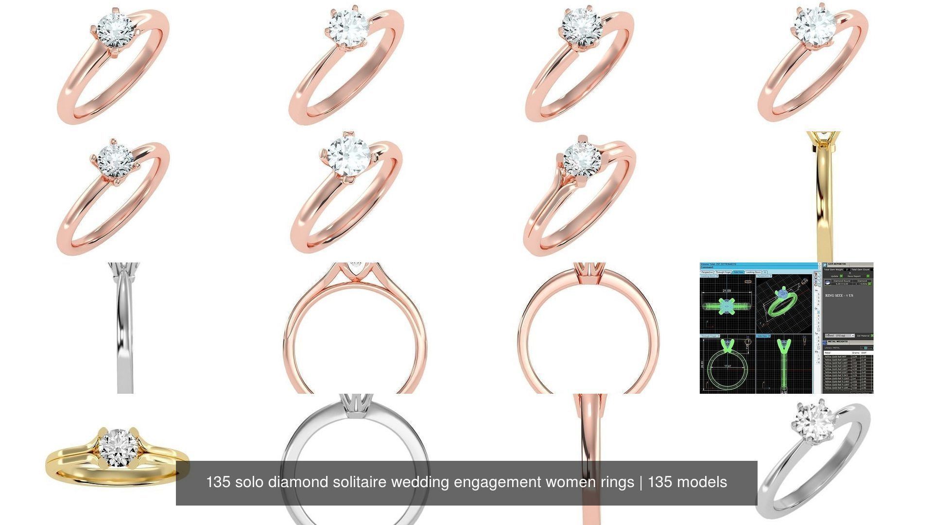 135 solo diamond solitaire wedding engagement women rings 3D Model Collection_19