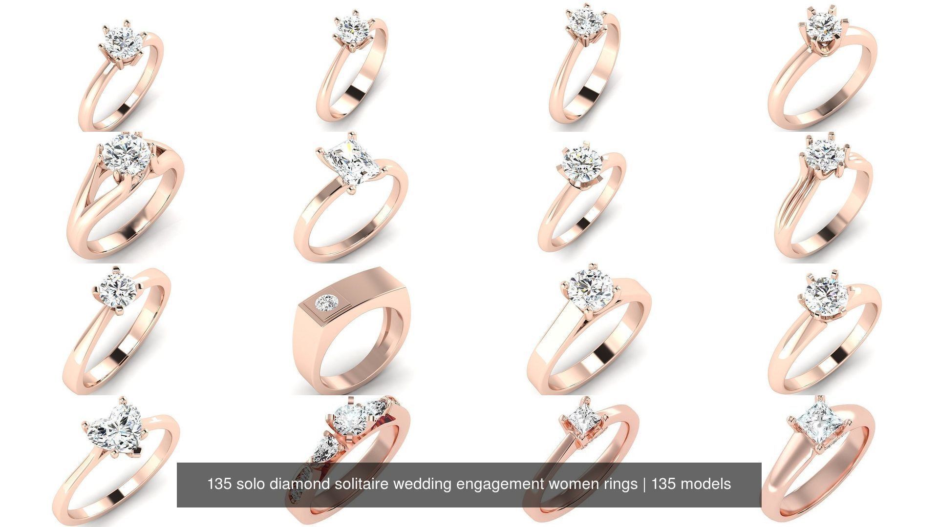 135 solo diamond solitaire wedding engagement women rings 3D Model Collection_2