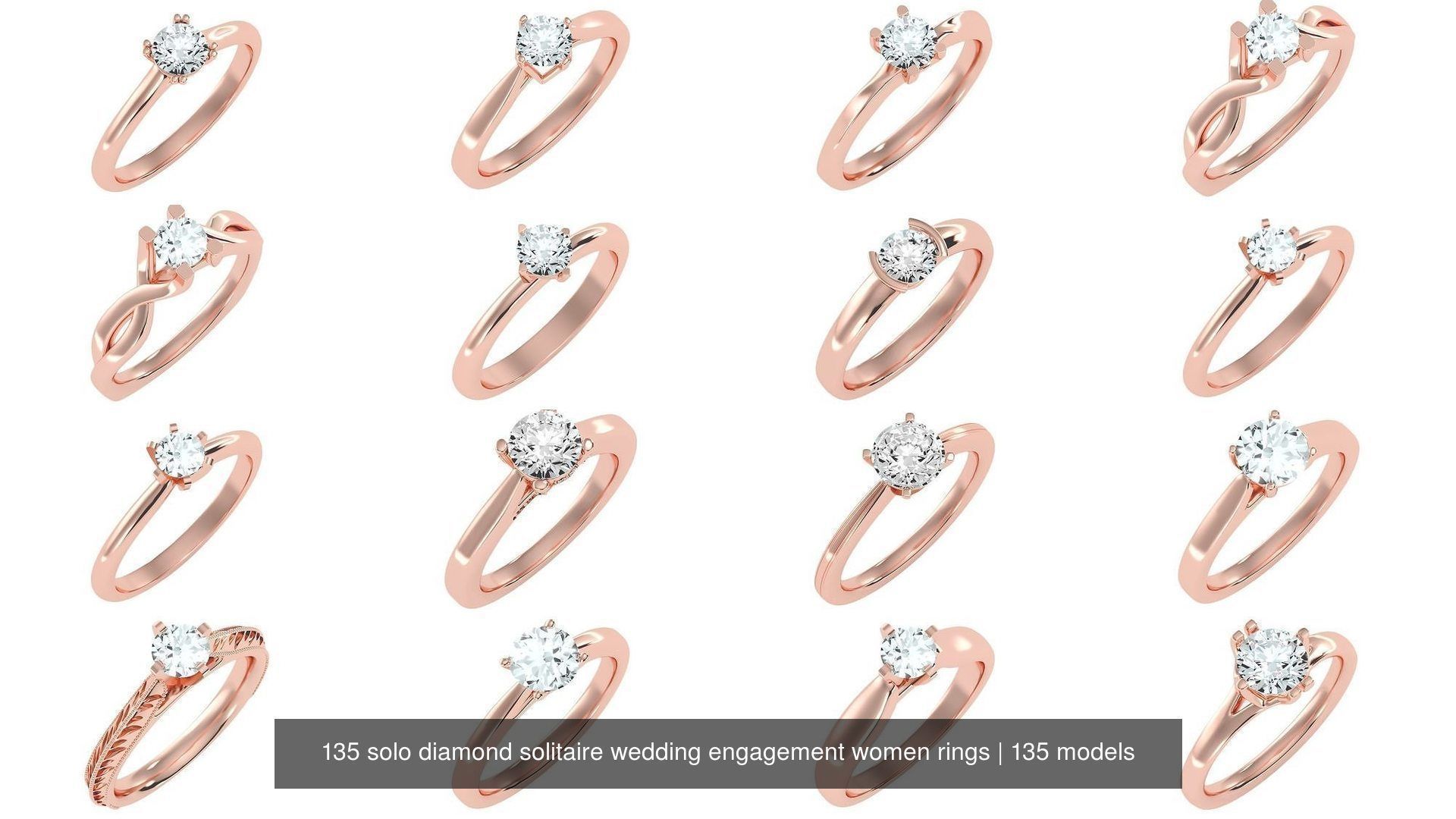 135 solo diamond solitaire wedding engagement women rings 3D Model Collection_6