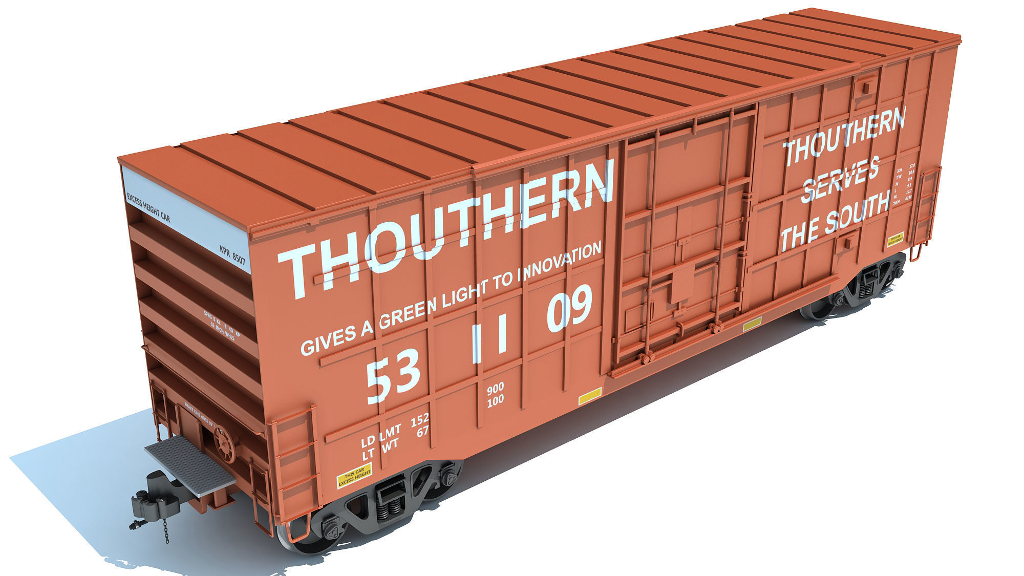 Boxcar Railroad Box Car 3D model_6
