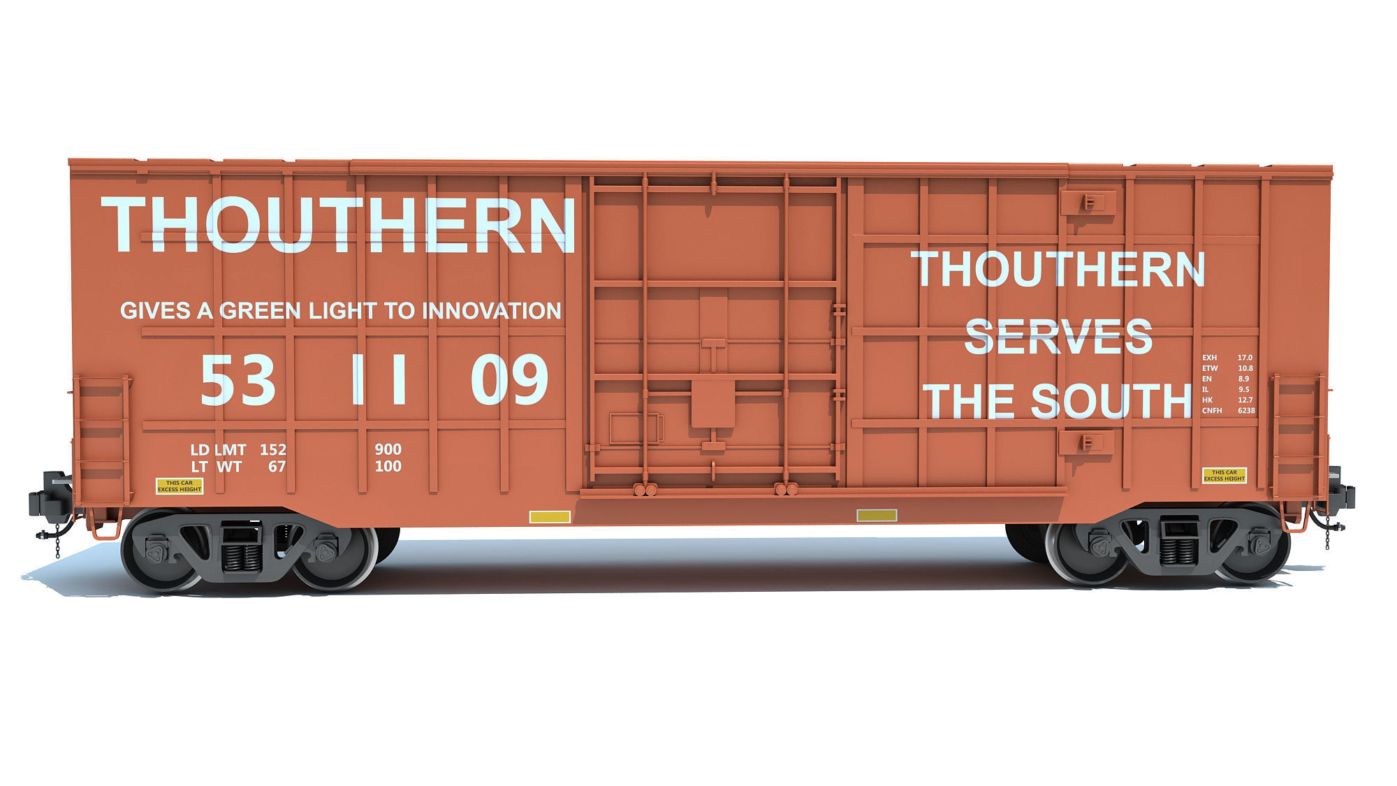Boxcar Railroad Box Car 3D model_7