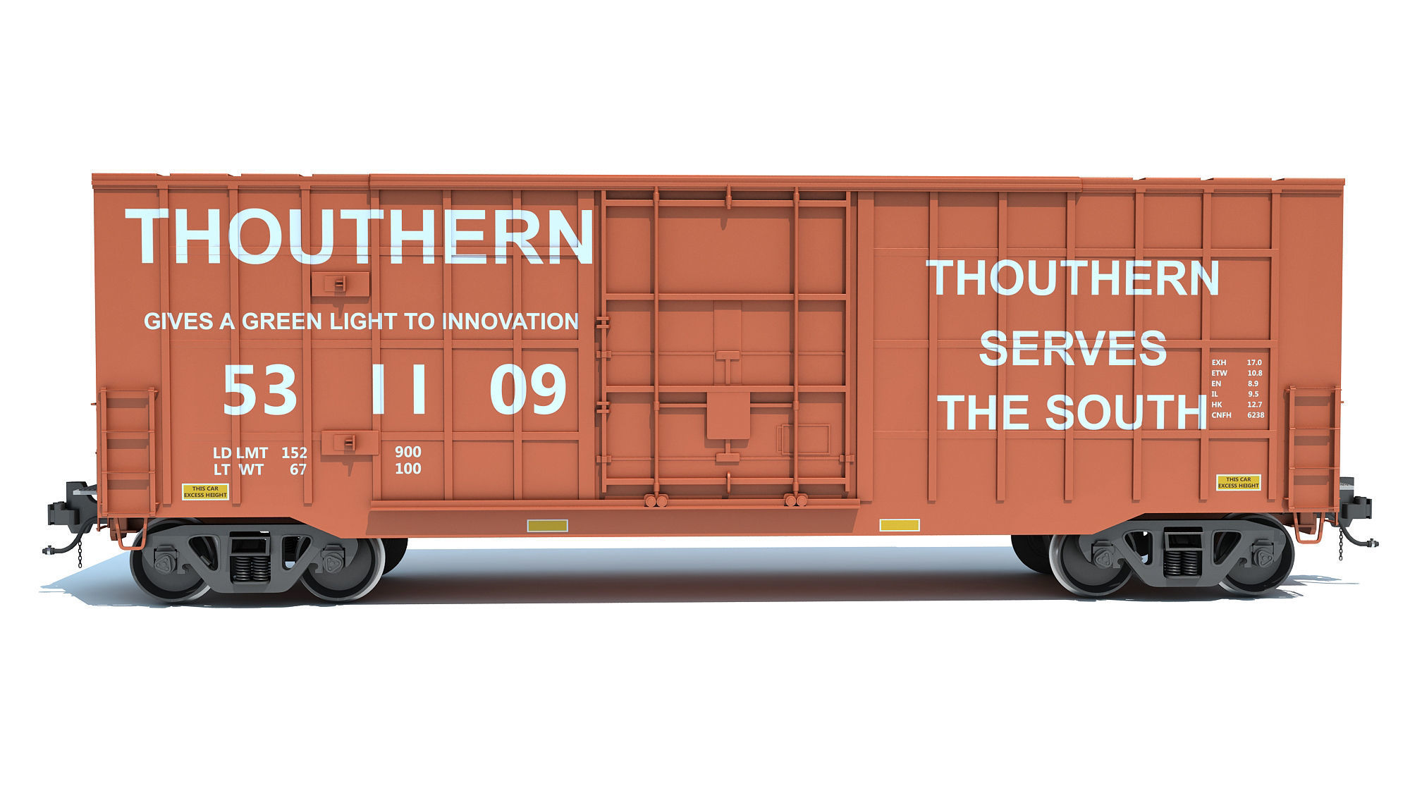 Boxcar Railroad Box Car 3D model_1