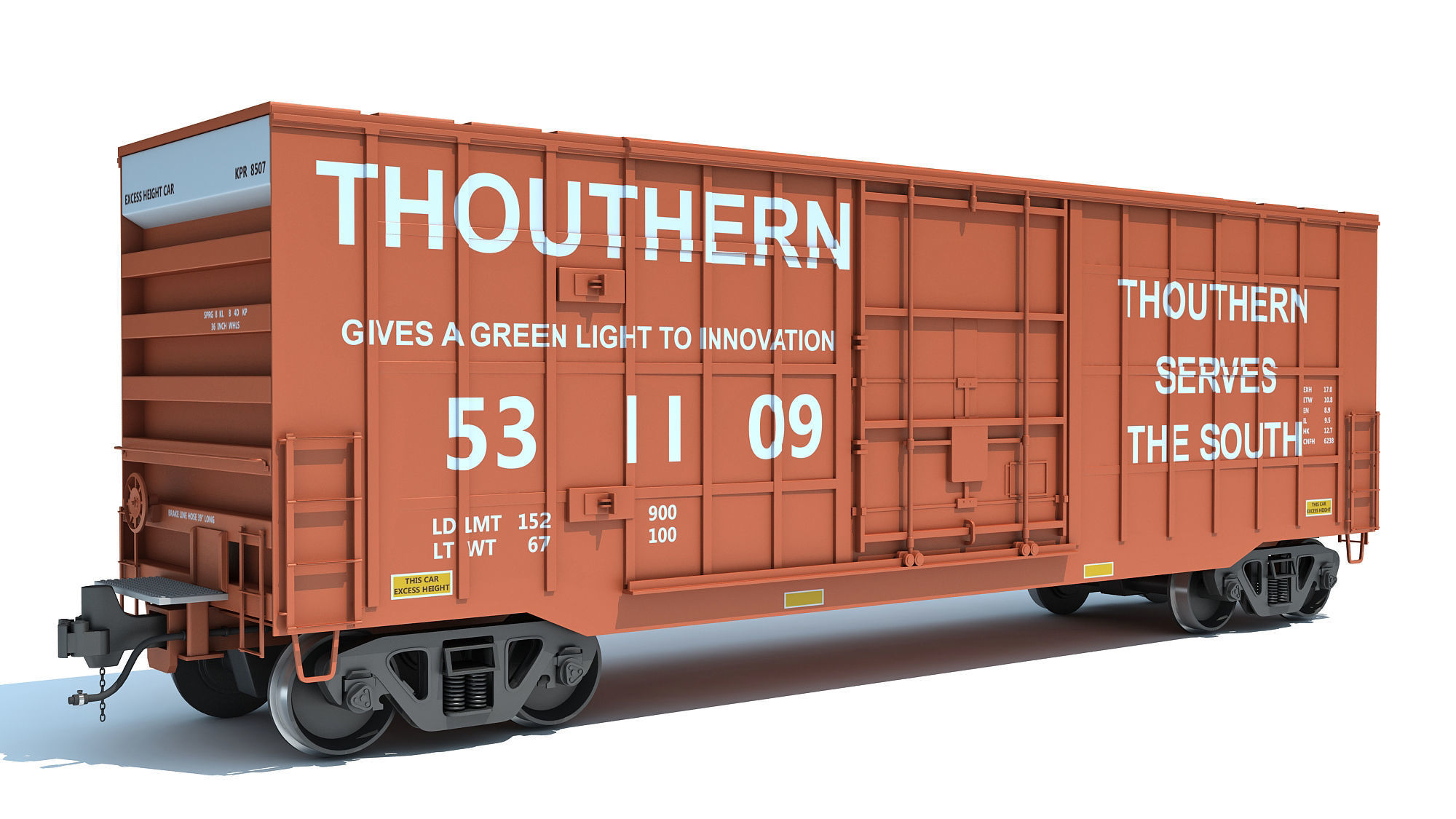 Boxcar Railroad Box Car 3D model_4