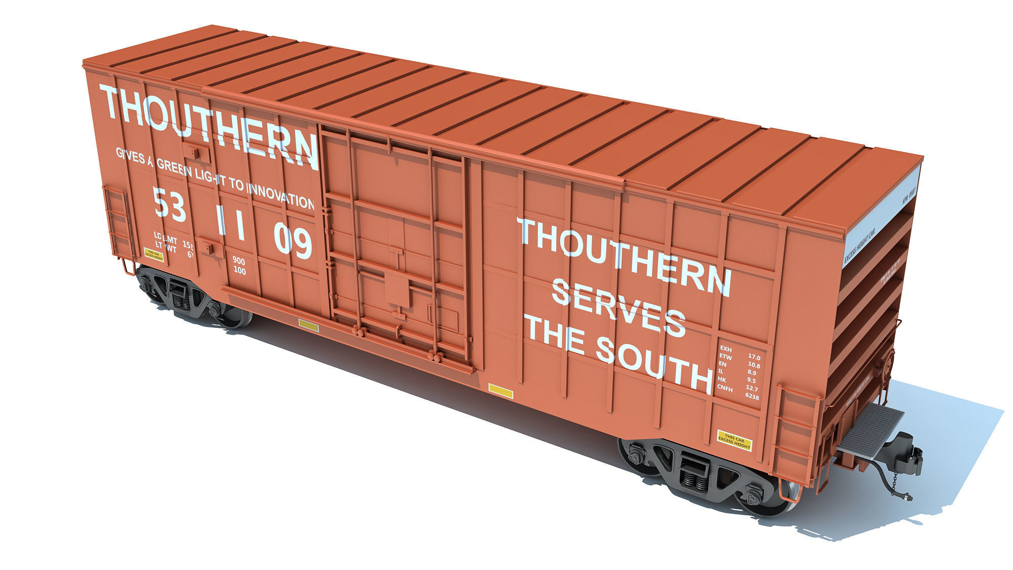 Boxcar Railroad Box Car 3D model_2