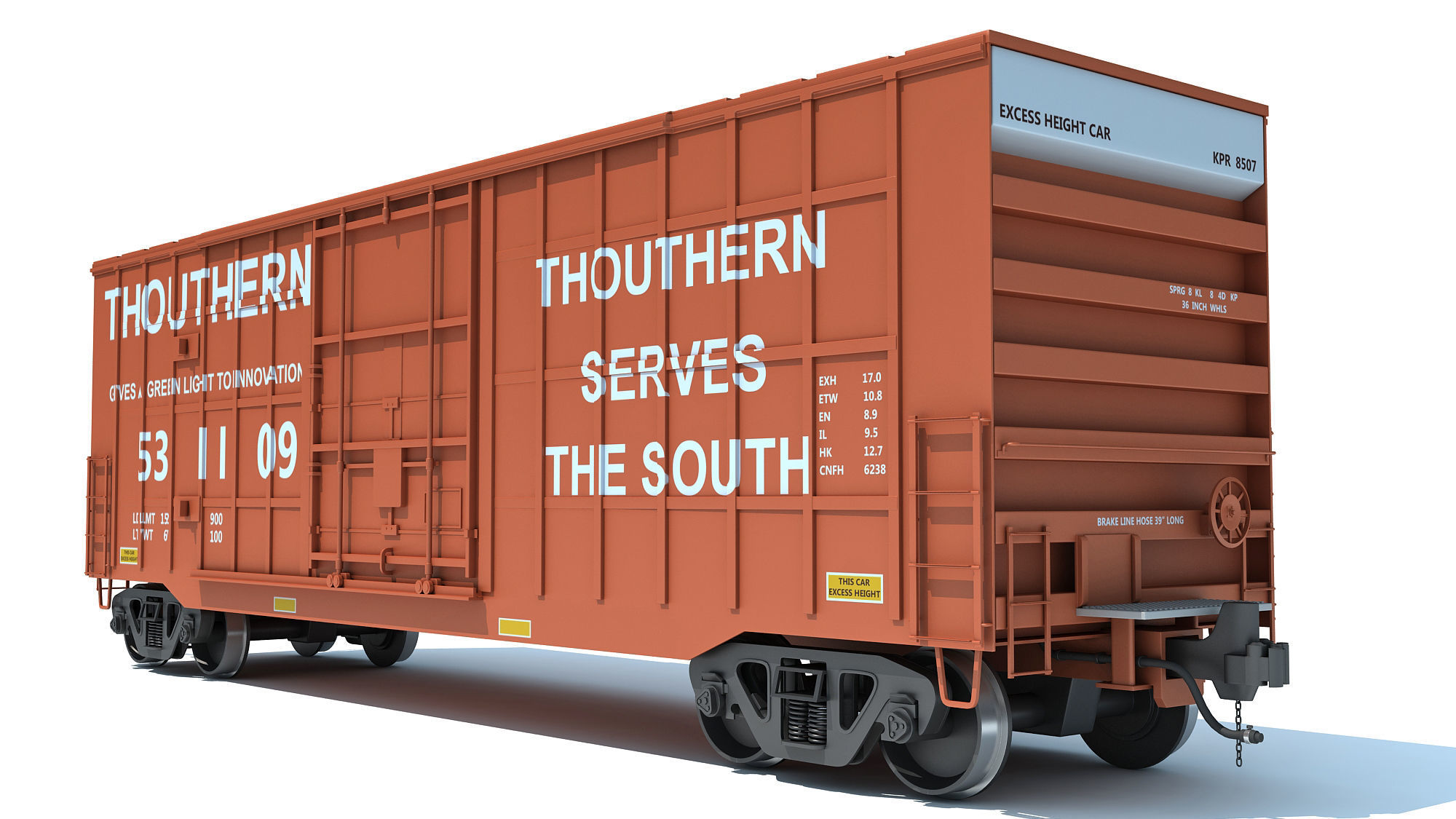 Boxcar Railroad Box Car 3D model_3