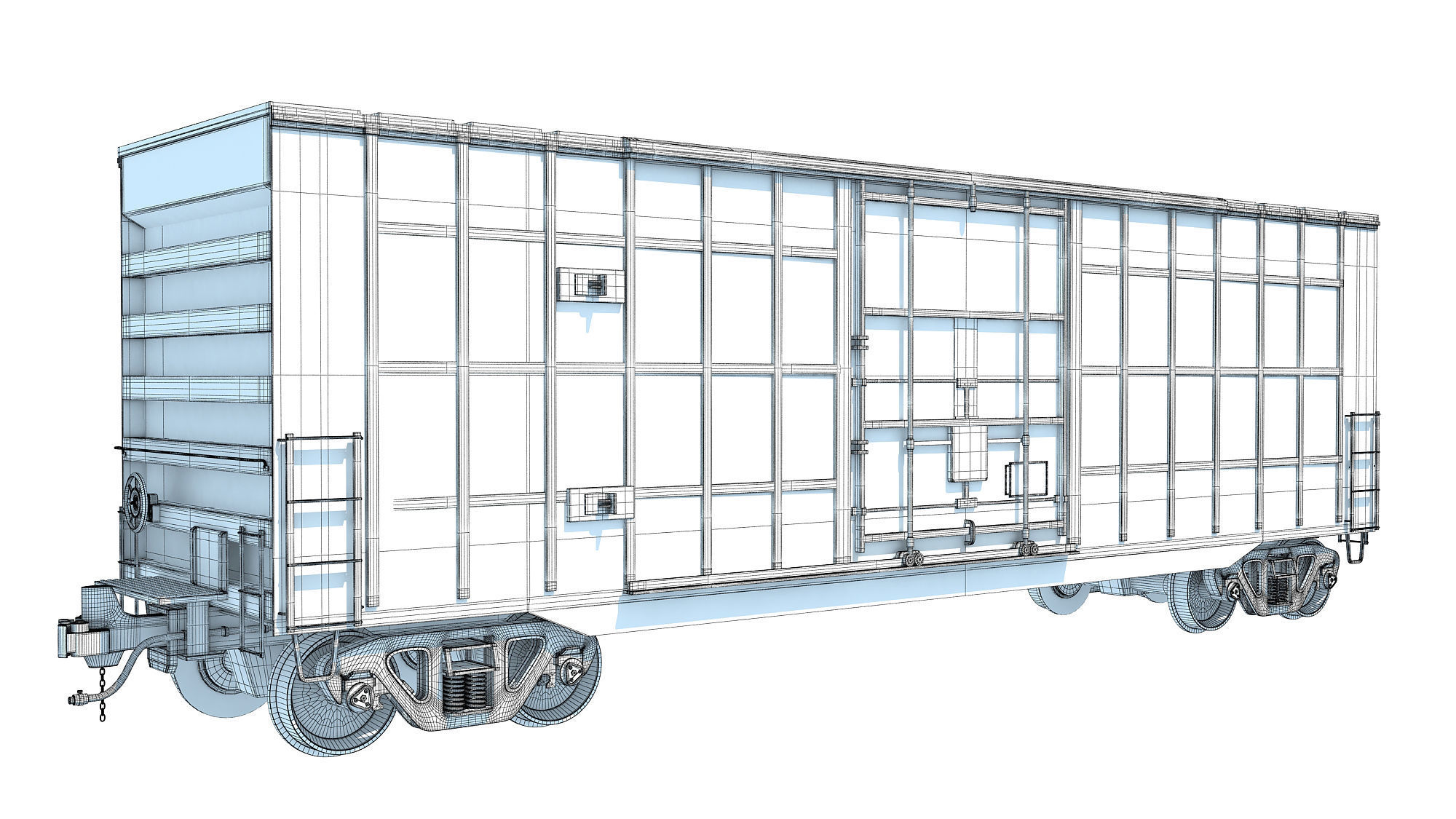 Boxcar Railroad Box Car 3D model_11