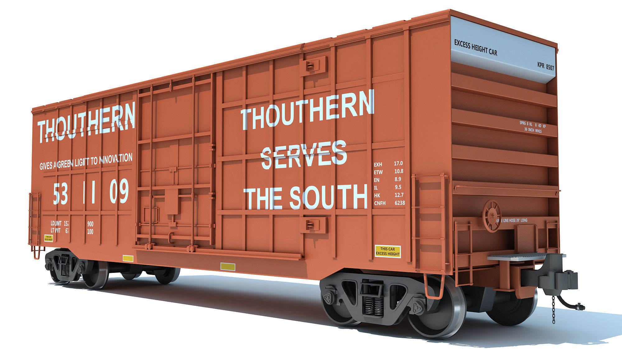 Boxcar Railroad Box Car 3D model_8