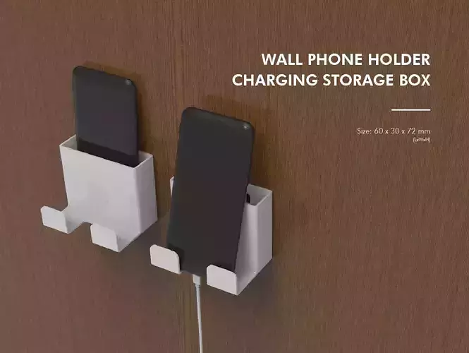 Wall Phone Holder Charging Storage Box Free 3D print model