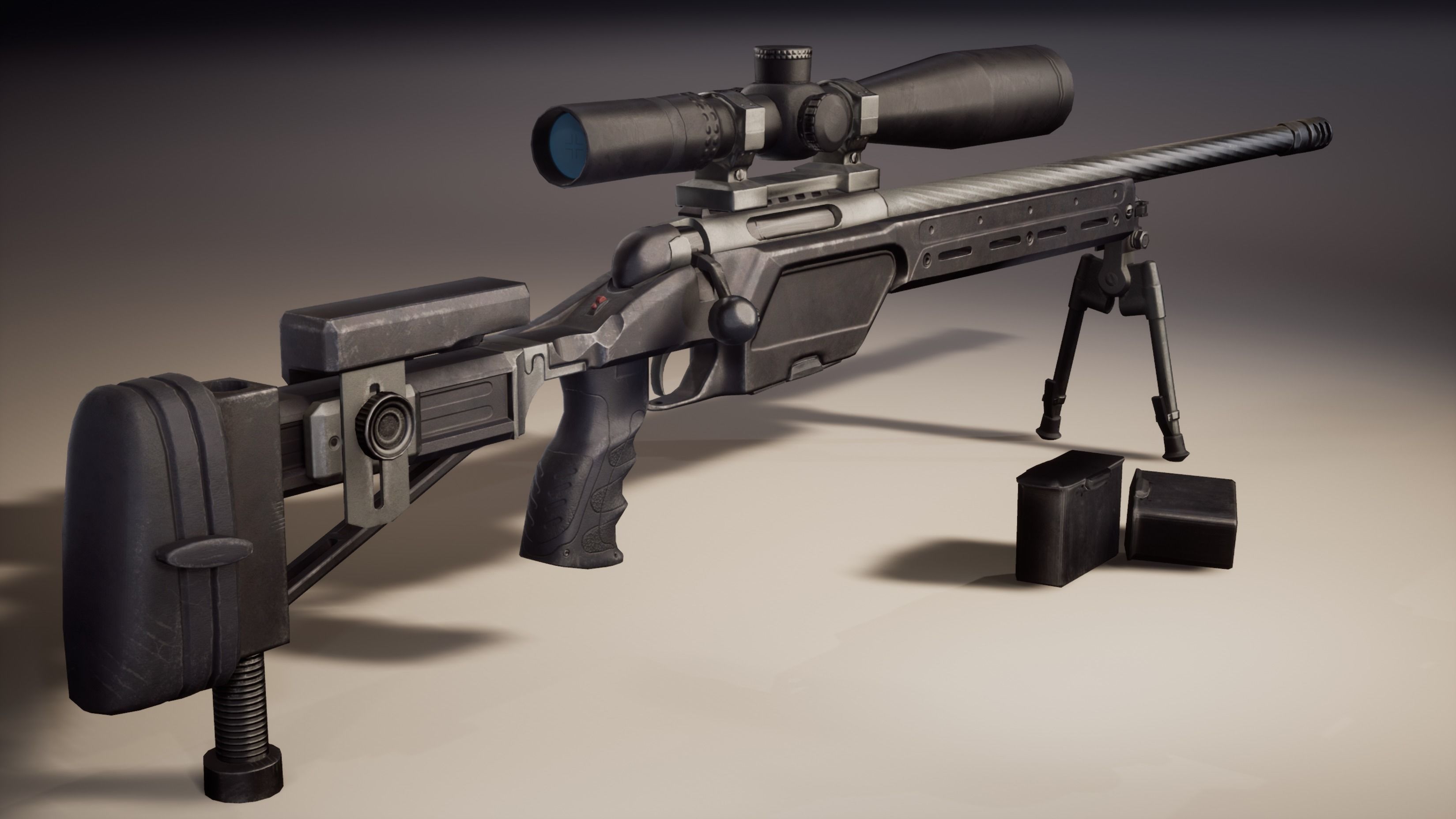 Sniper Rifle Steyr SSG008 Low-poly 3D model_0