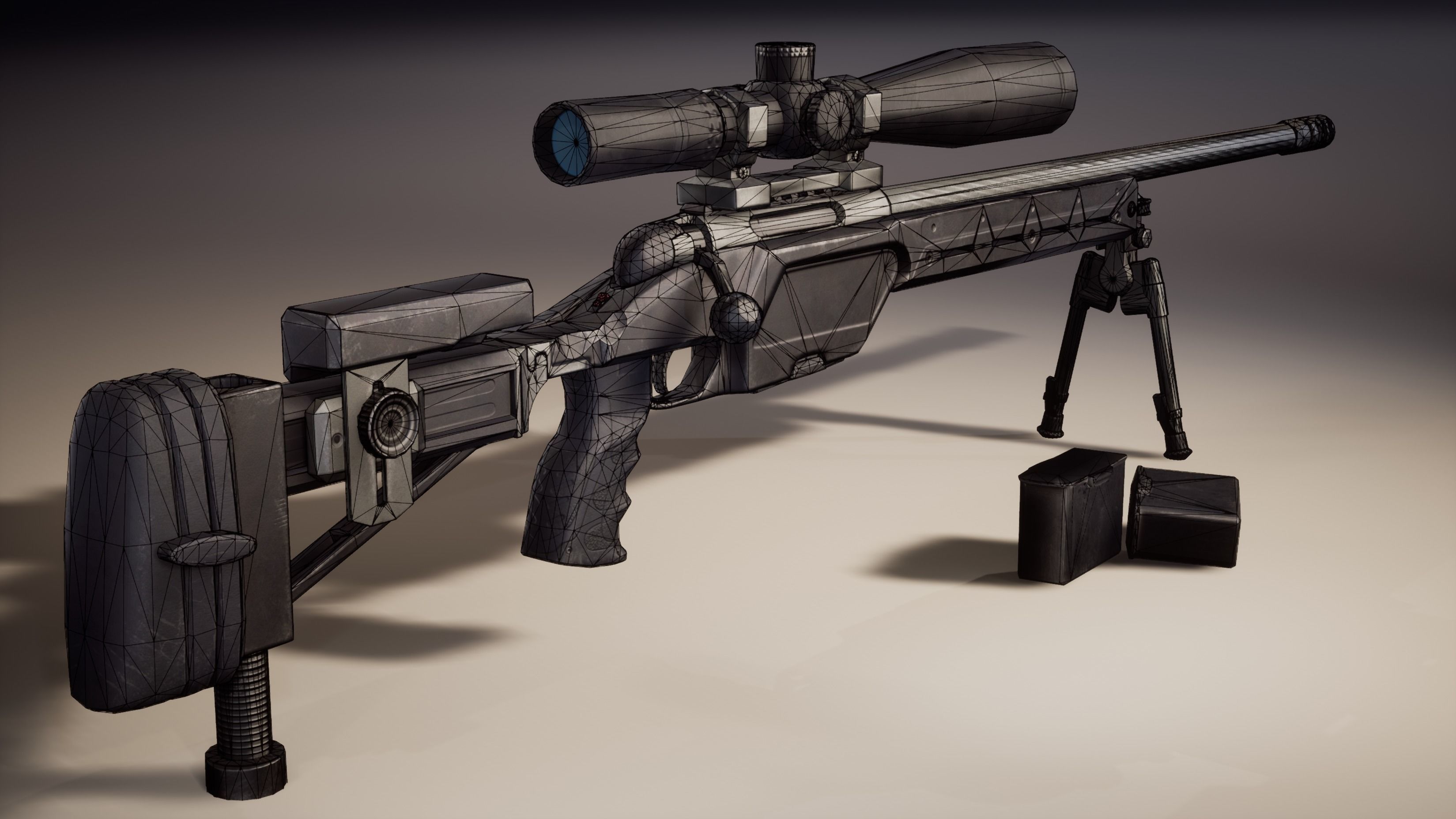 Sniper Rifle Steyr SSG008 Low-poly 3D model_1