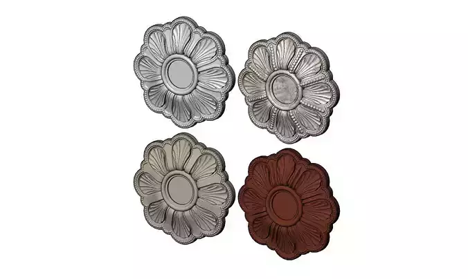 Round Rosette 3D PRINT models with different carvings 3D Model Collection