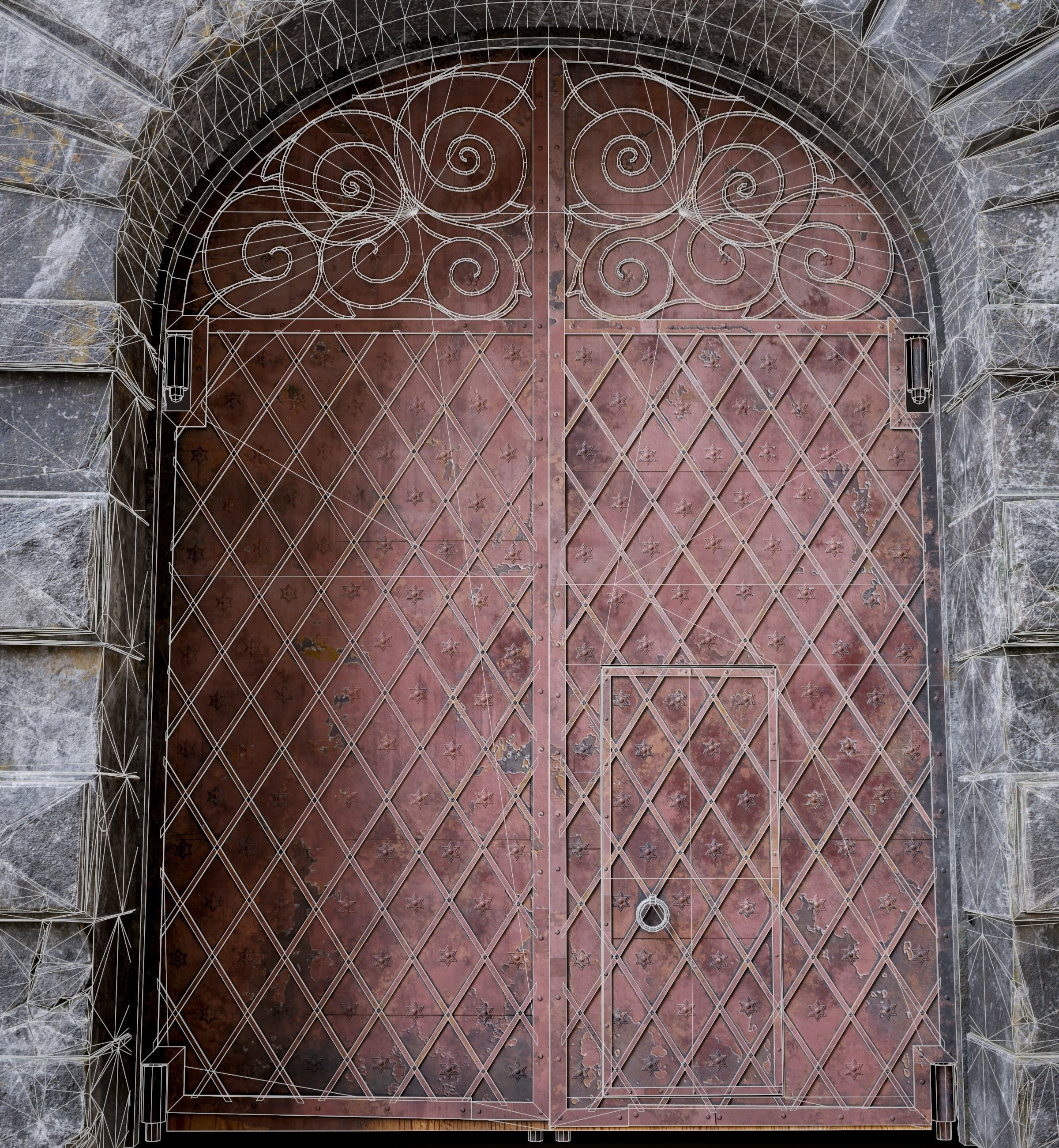 Medieval Fortress Gate Arched - Rigged and animated  Low-poly 3D model_24