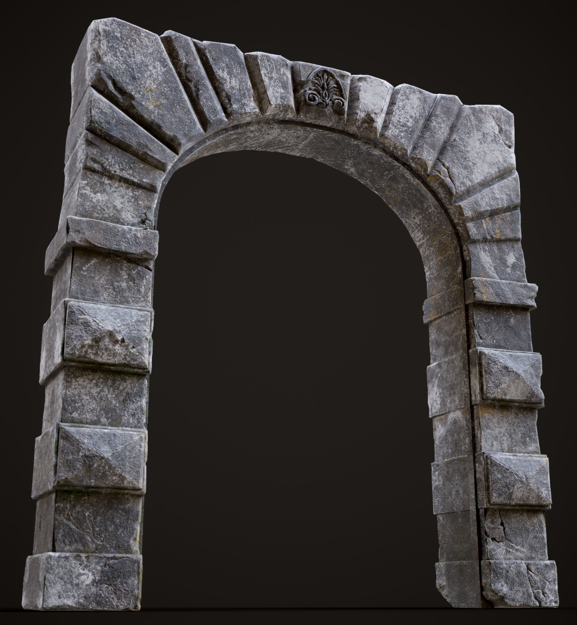 Medieval Fortress Gate Arched - Rigged and animated  Low-poly 3D model_15