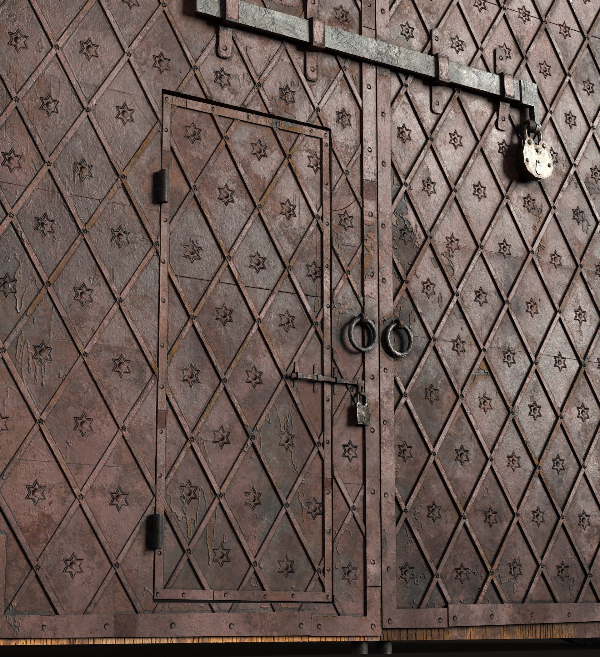 Medieval Fortress Gate Arched - Rigged and animated  Low-poly 3D model_44