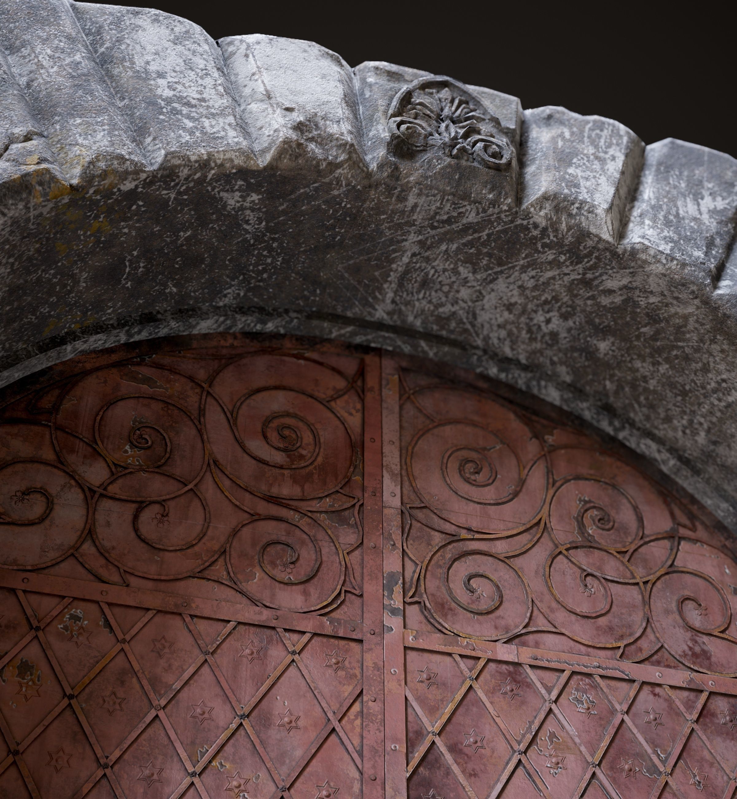 Medieval Fortress Gate Arched - Rigged and animated  Low-poly 3D model_53