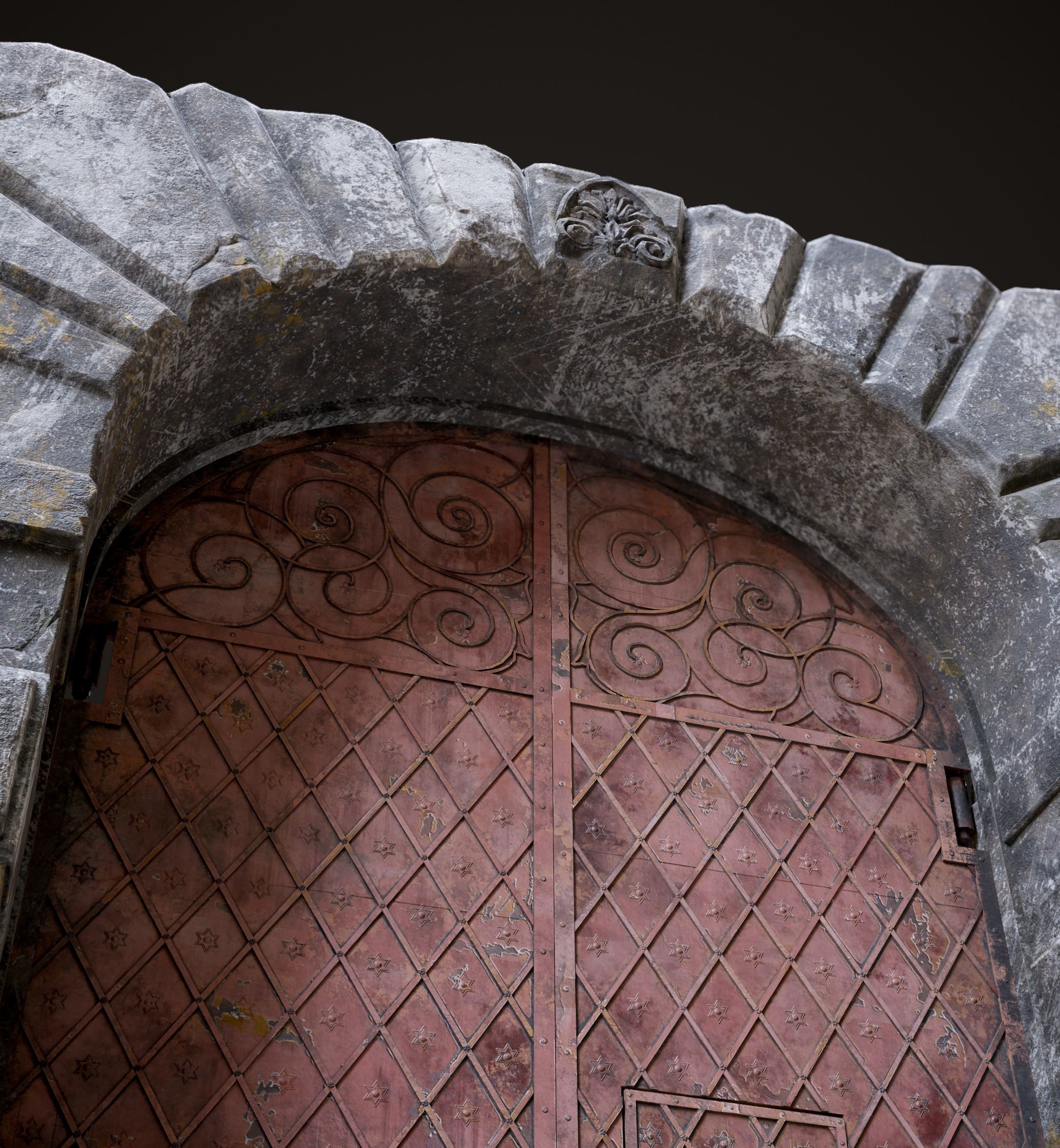 Medieval Fortress Gate Arched - Rigged and animated  Low-poly 3D model_54