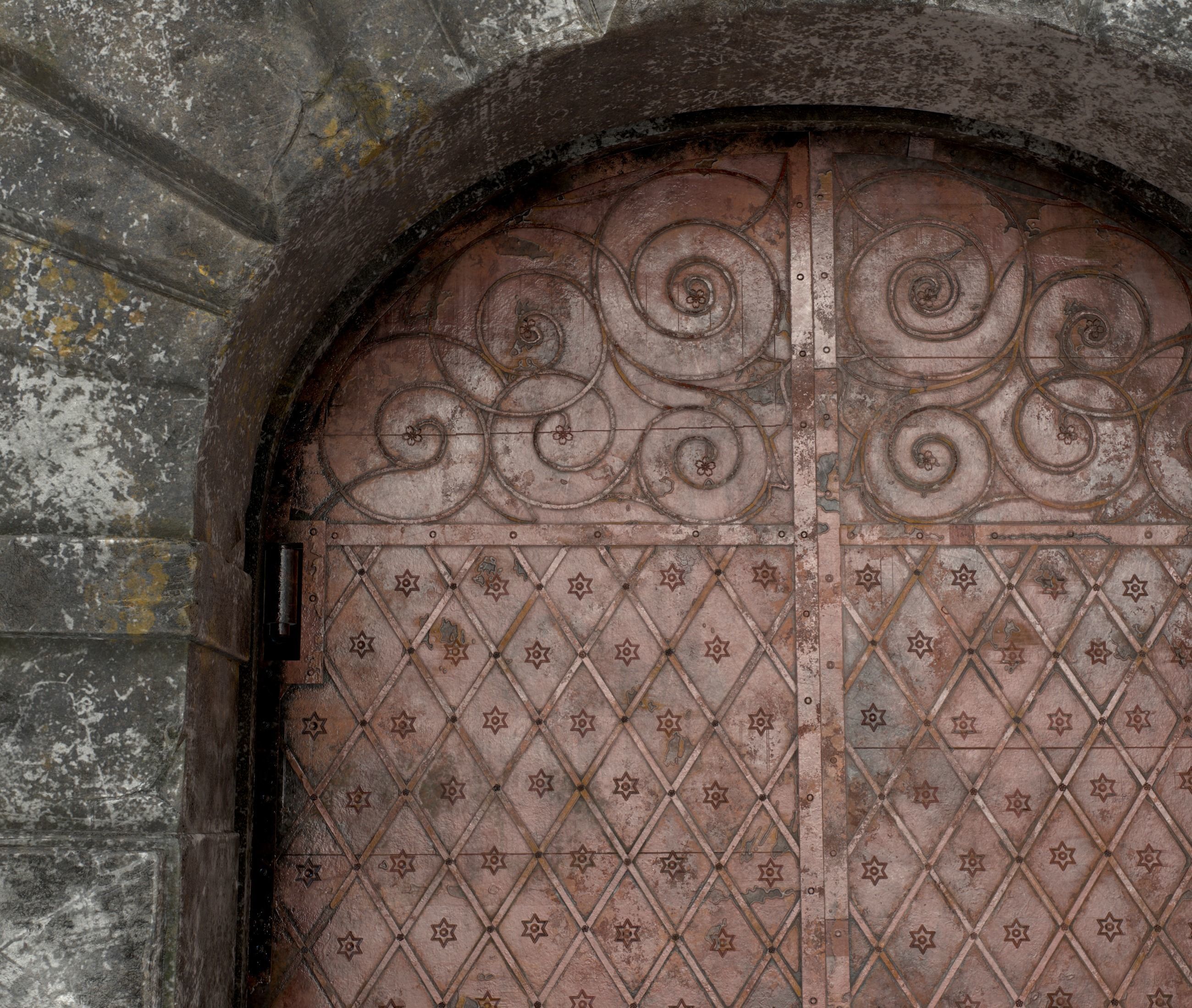 Medieval Fortress Gate Arched - Rigged and animated  Low-poly 3D model_29