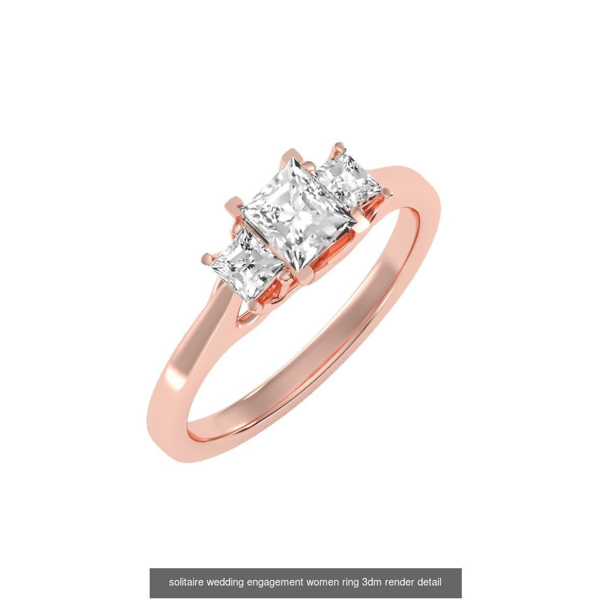66  Tri-Diamond solitaire wedding engagement women ring 3dm stl  3D Model Collection_36