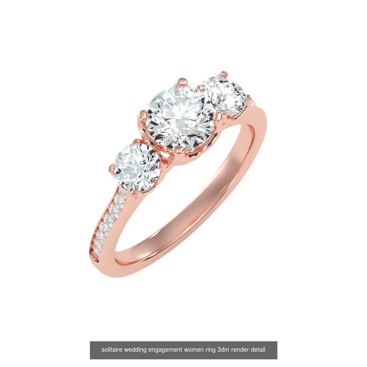 66  Tri-Diamond solitaire wedding engagement women ring 3dm stl  3D Model Collection_27