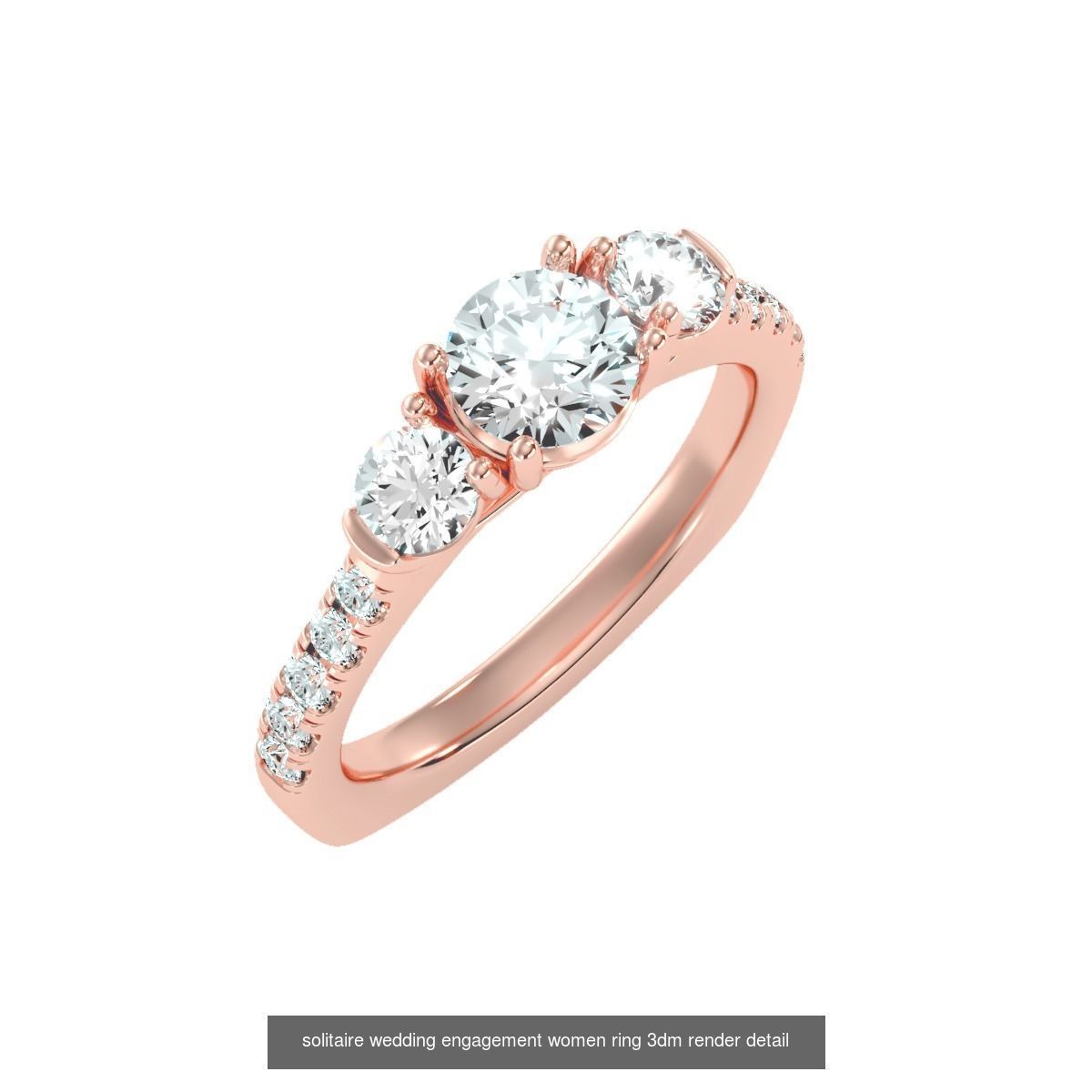 66  Tri-Diamond solitaire wedding engagement women ring 3dm stl  3D Model Collection_13