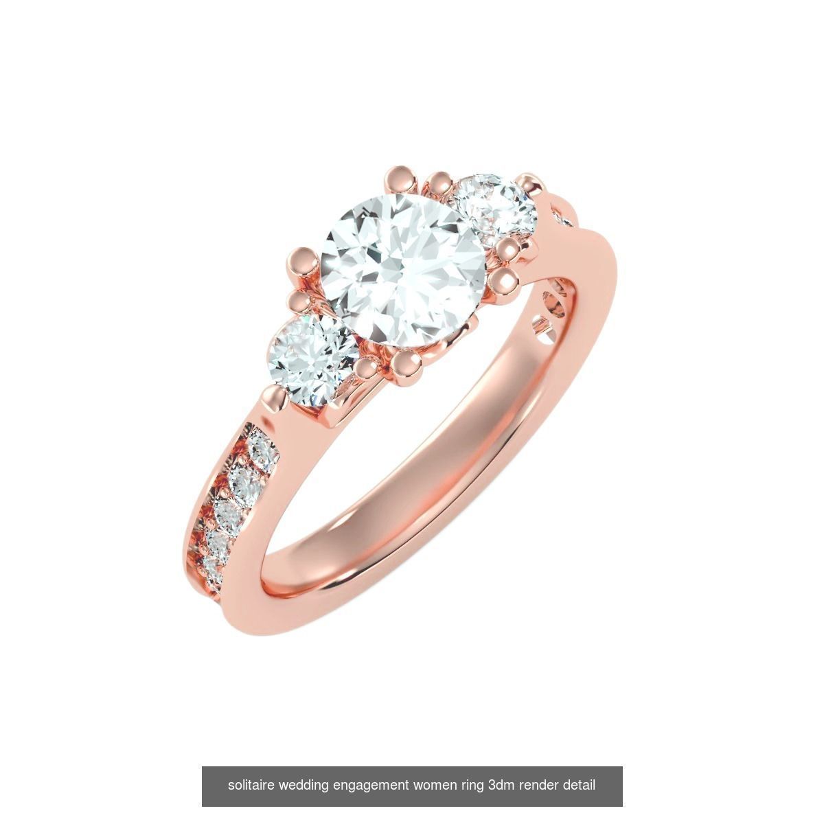 66  Tri-Diamond solitaire wedding engagement women ring 3dm stl  3D Model Collection_52
