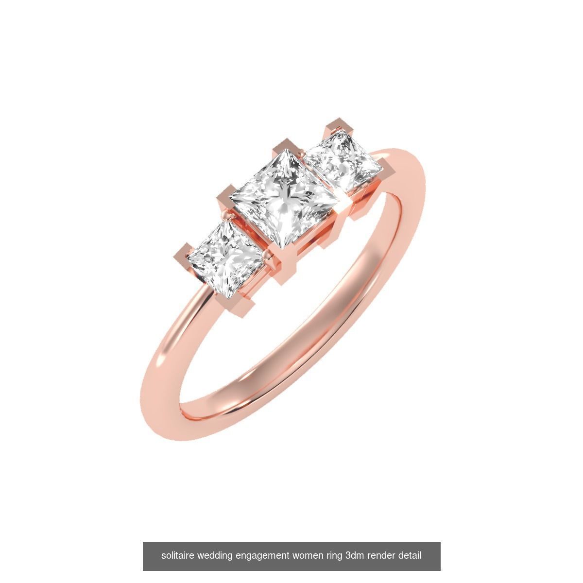 66  Tri-Diamond solitaire wedding engagement women ring 3dm stl  3D Model Collection_43