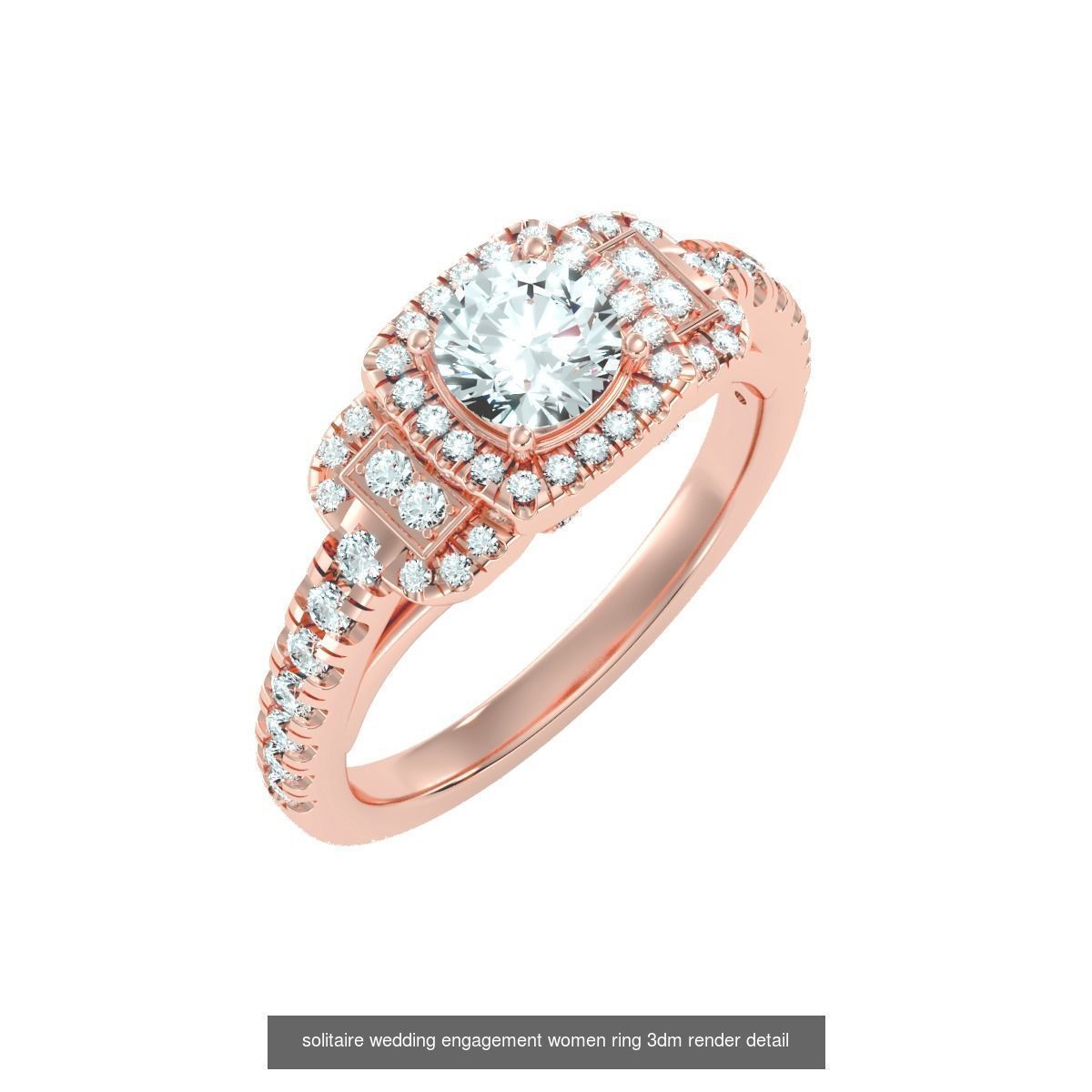66  Tri-Diamond solitaire wedding engagement women ring 3dm stl  3D Model Collection_6