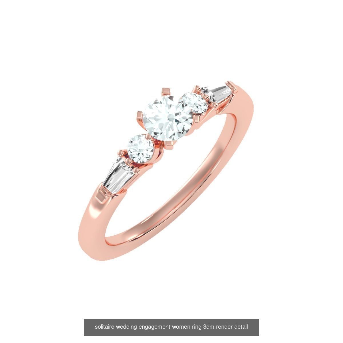 66  Tri-Diamond solitaire wedding engagement women ring 3dm stl  3D Model Collection_51