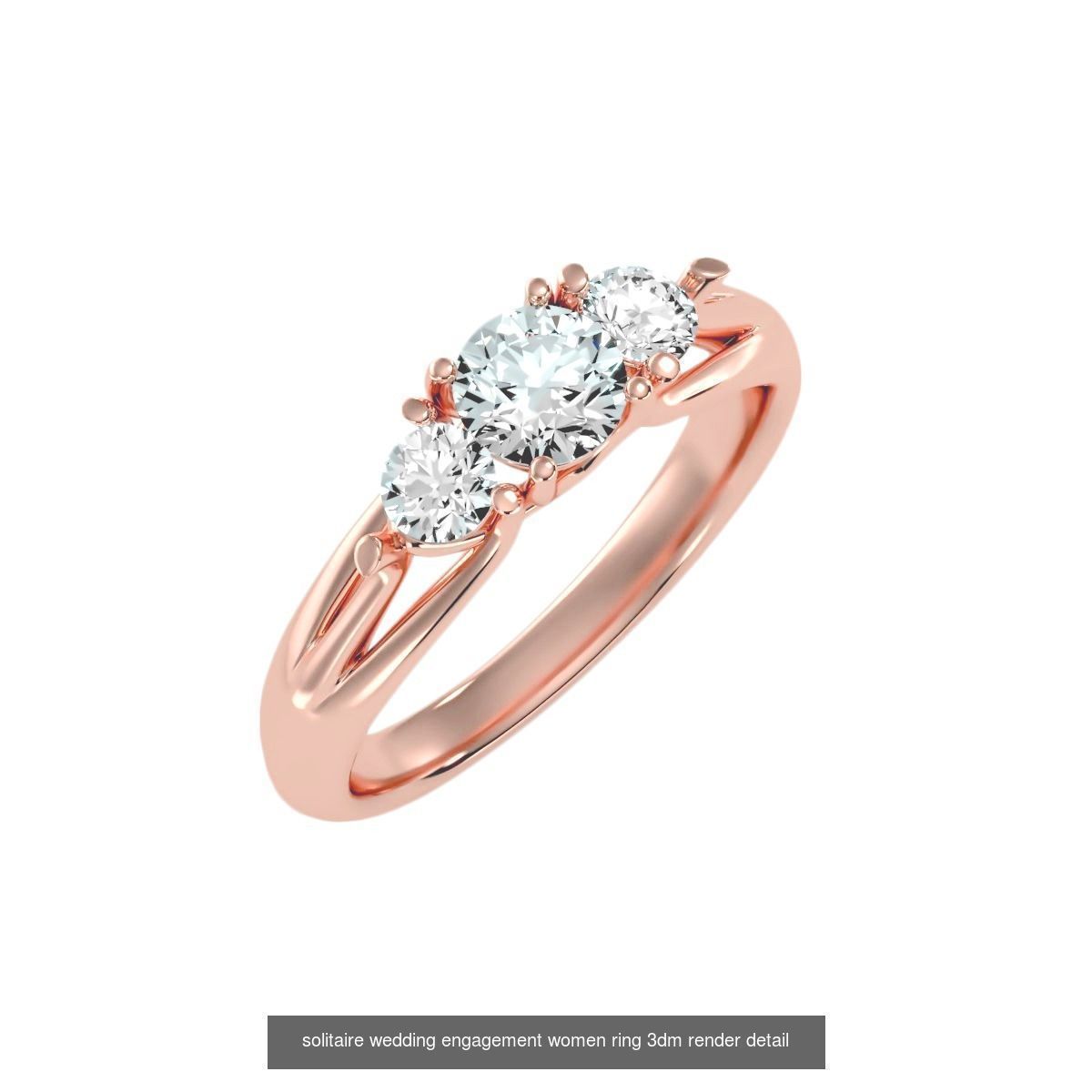 66  Tri-Diamond solitaire wedding engagement women ring 3dm stl  3D Model Collection_61