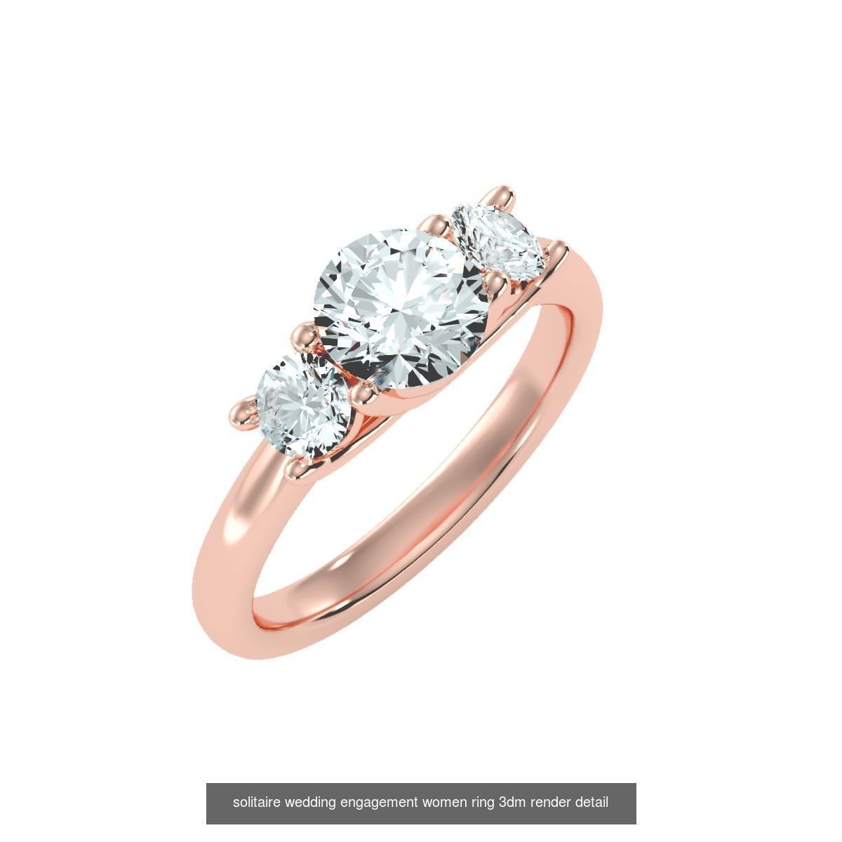 66  Tri-Diamond solitaire wedding engagement women ring 3dm stl  3D Model Collection_18