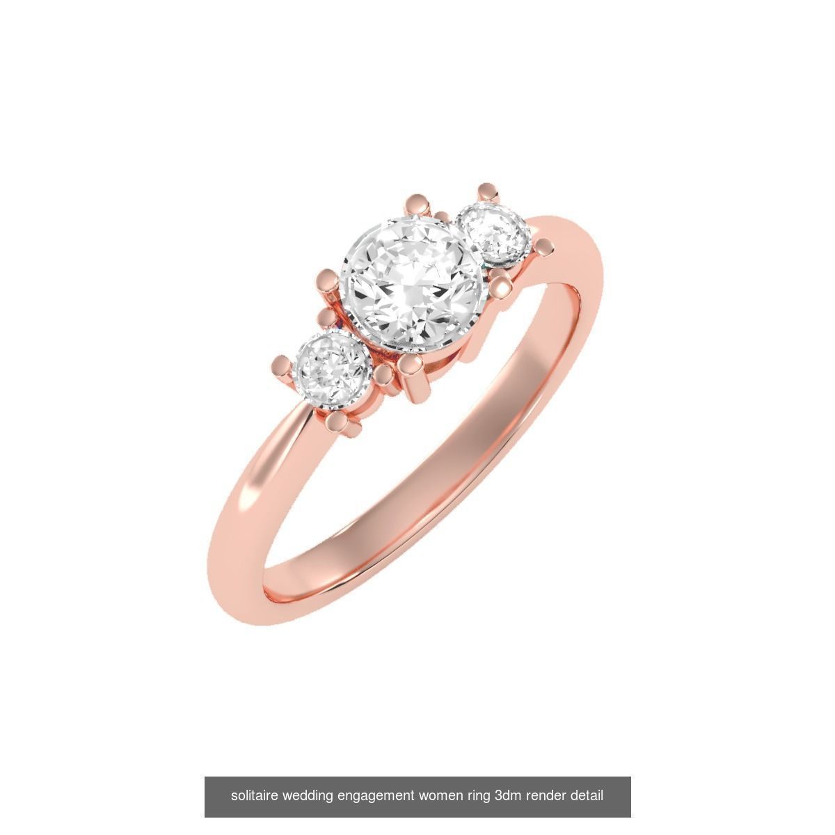 66  Tri-Diamond solitaire wedding engagement women ring 3dm stl  3D Model Collection_30