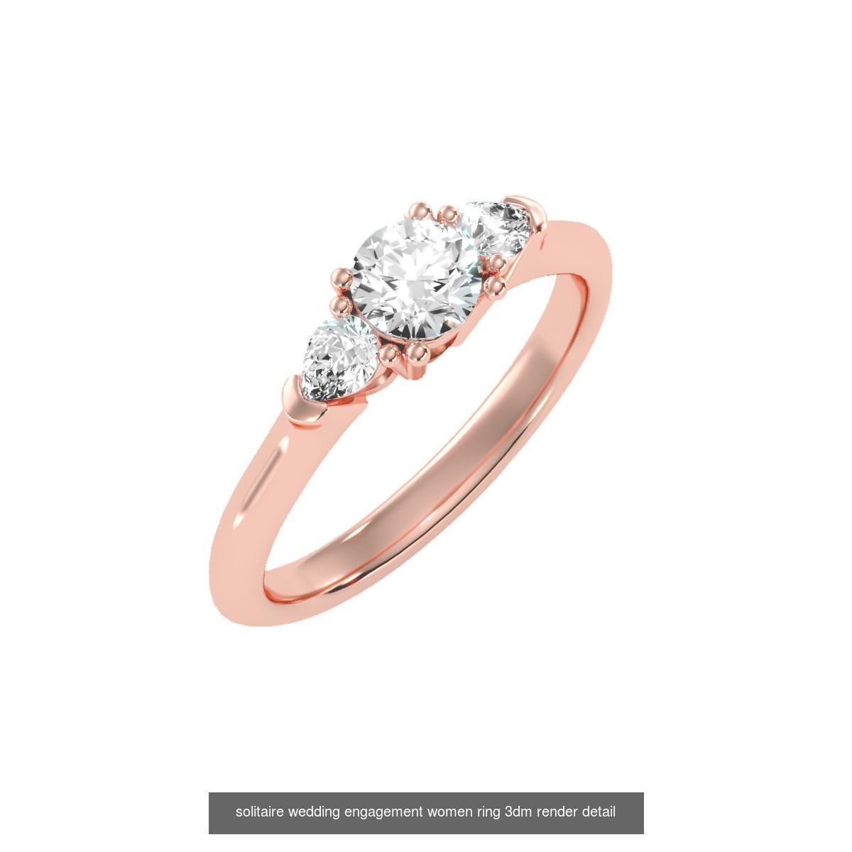 66  Tri-Diamond solitaire wedding engagement women ring 3dm stl  3D Model Collection_9