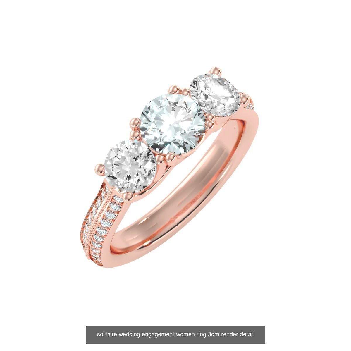 66  Tri-Diamond solitaire wedding engagement women ring 3dm stl  3D Model Collection_19