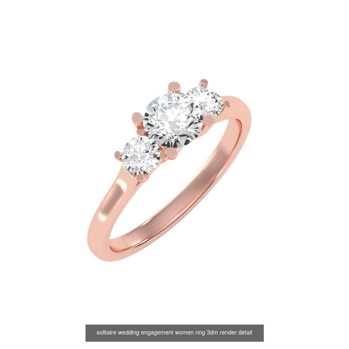 66  Tri-Diamond solitaire wedding engagement women ring 3dm stl  3D Model Collection_57