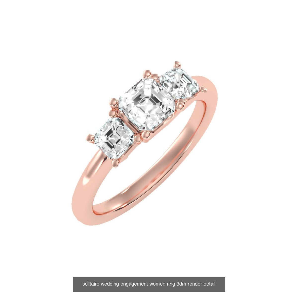 66  Tri-Diamond solitaire wedding engagement women ring 3dm stl  3D Model Collection_34
