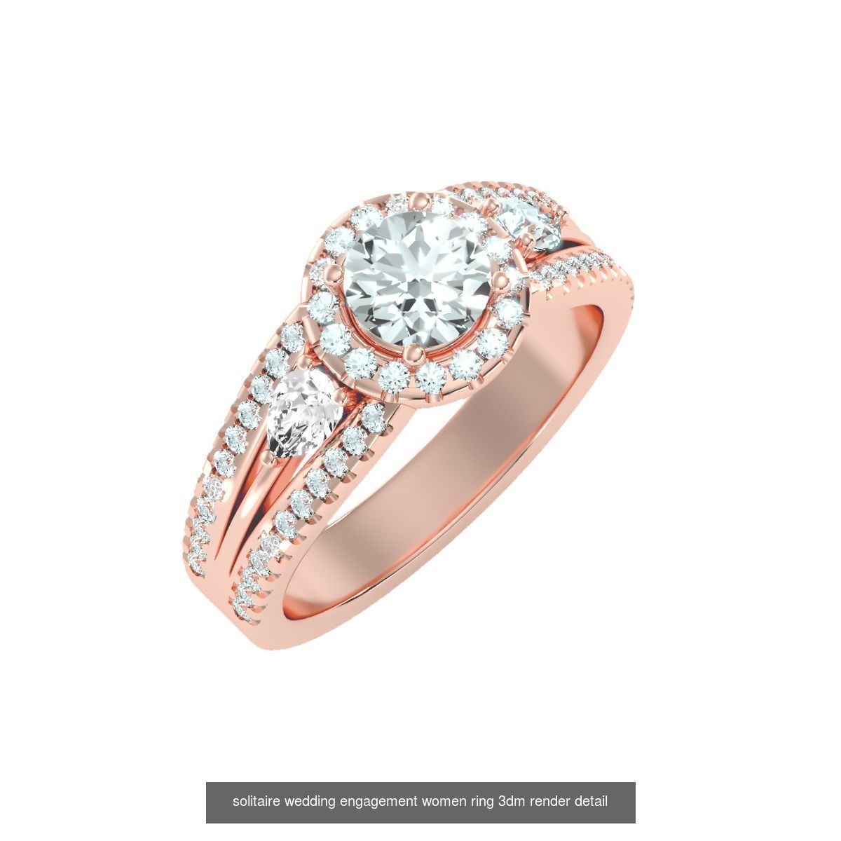 66  Tri-Diamond solitaire wedding engagement women ring 3dm stl  3D Model Collection_67